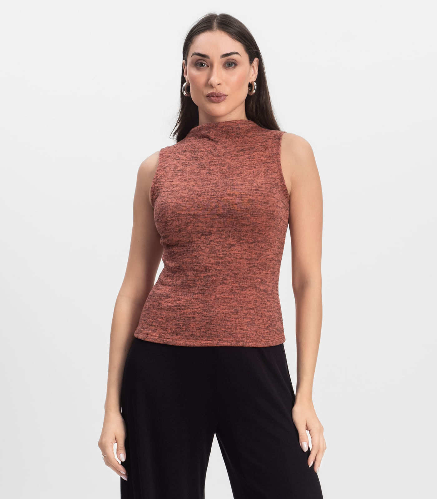 Regata Feminina com Gola Infinita Cor Laranja