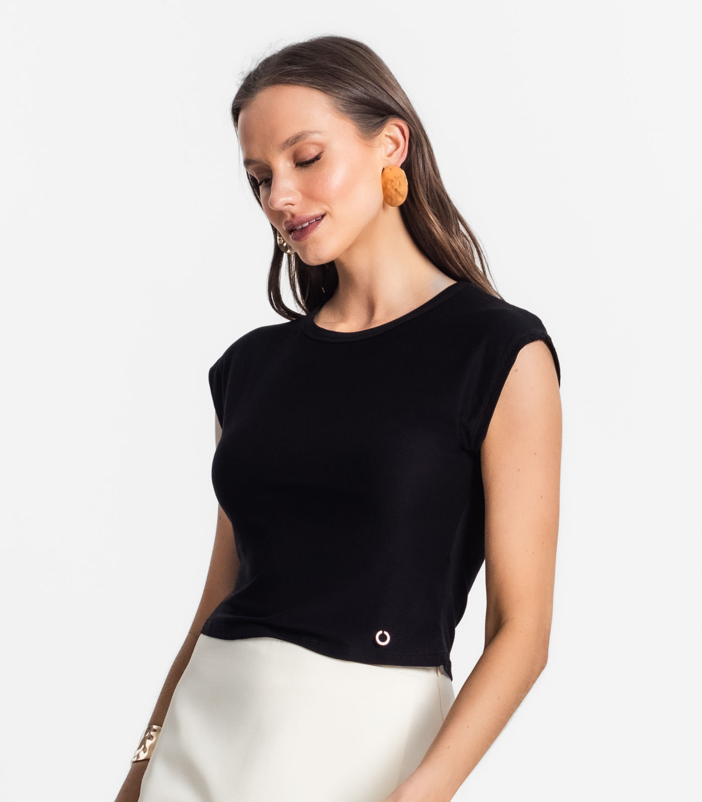 Blusa De Viscotorcion Básica Feminina Endless Preto - Imagem 2