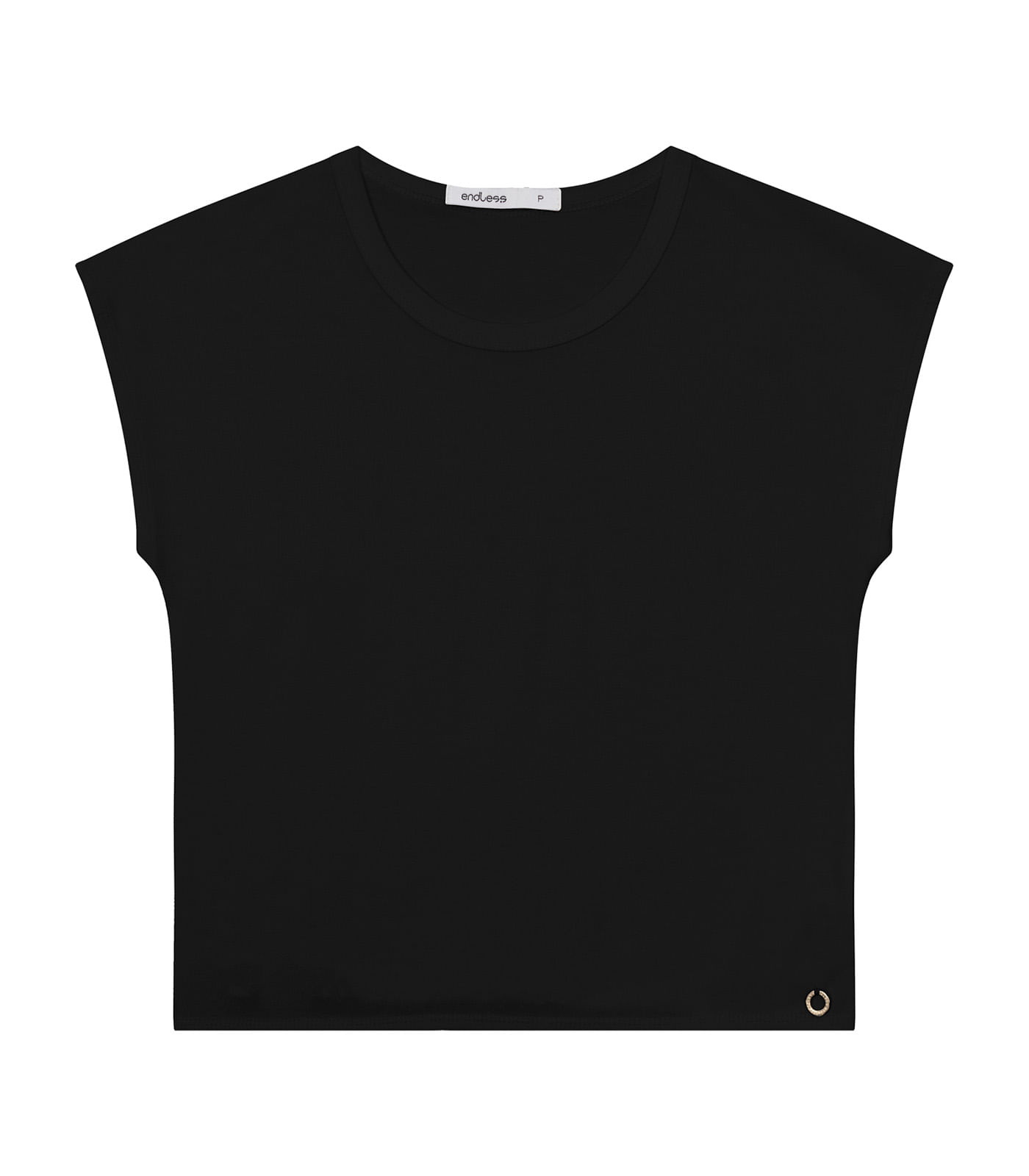 Blusa De Viscotorcion Básica Feminina Endless Preto - Imagem 5