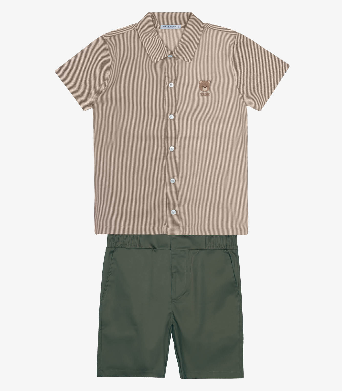 Conjunto Infantil Camisa Com Bermuda Trick Nick Marrom
