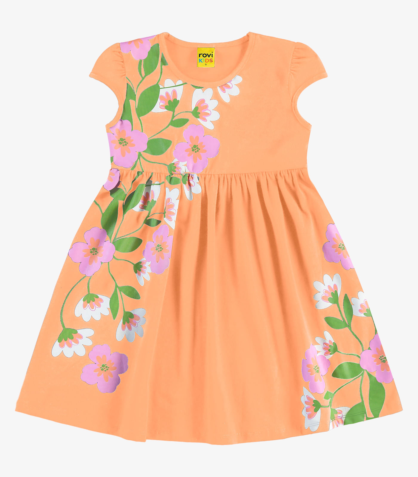 Vestido Infantil Manga Curta Rovi Kids Laranja