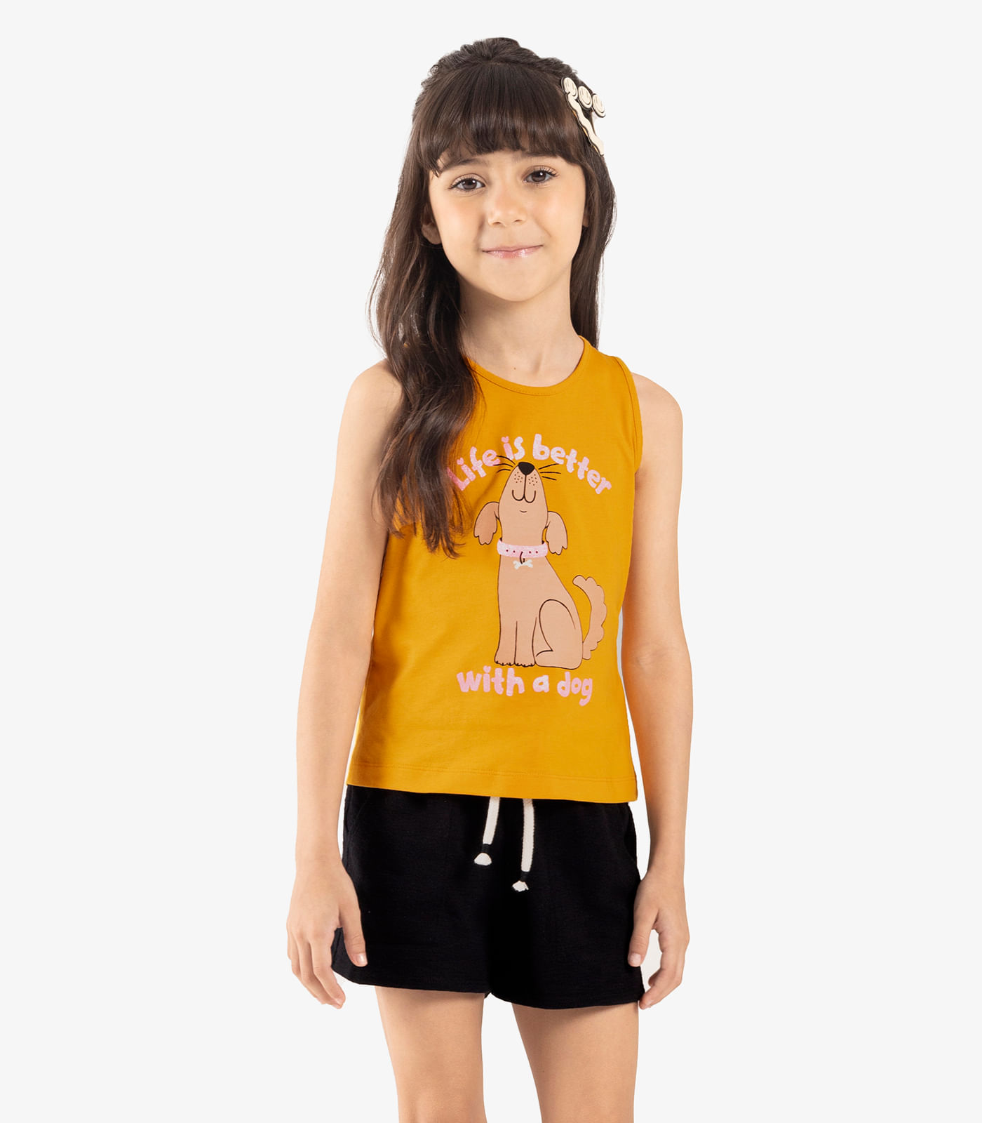 Regata Infantil Meia Malha Rovi Kids Amarelo