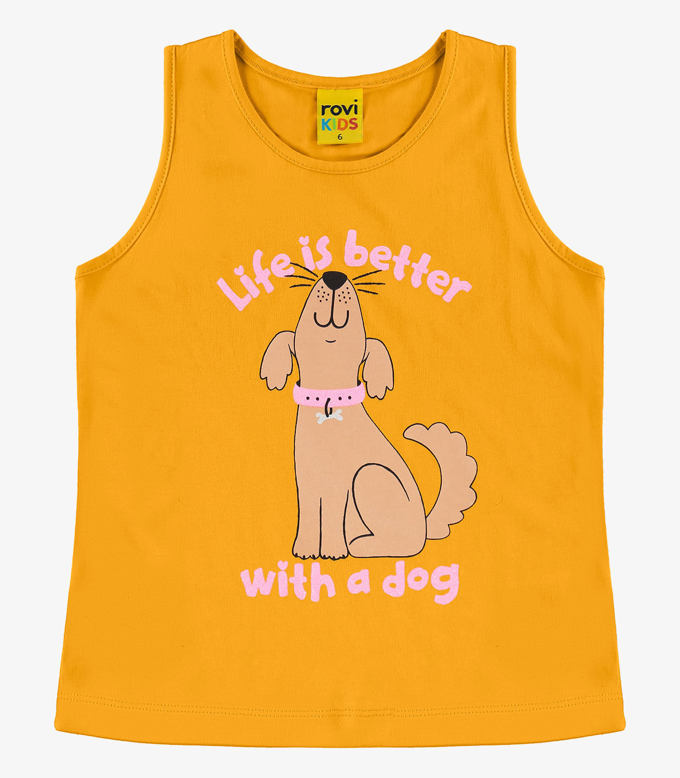 Regata Infantil Meia Malha Rovi Kids Amarelo - Imagem 5