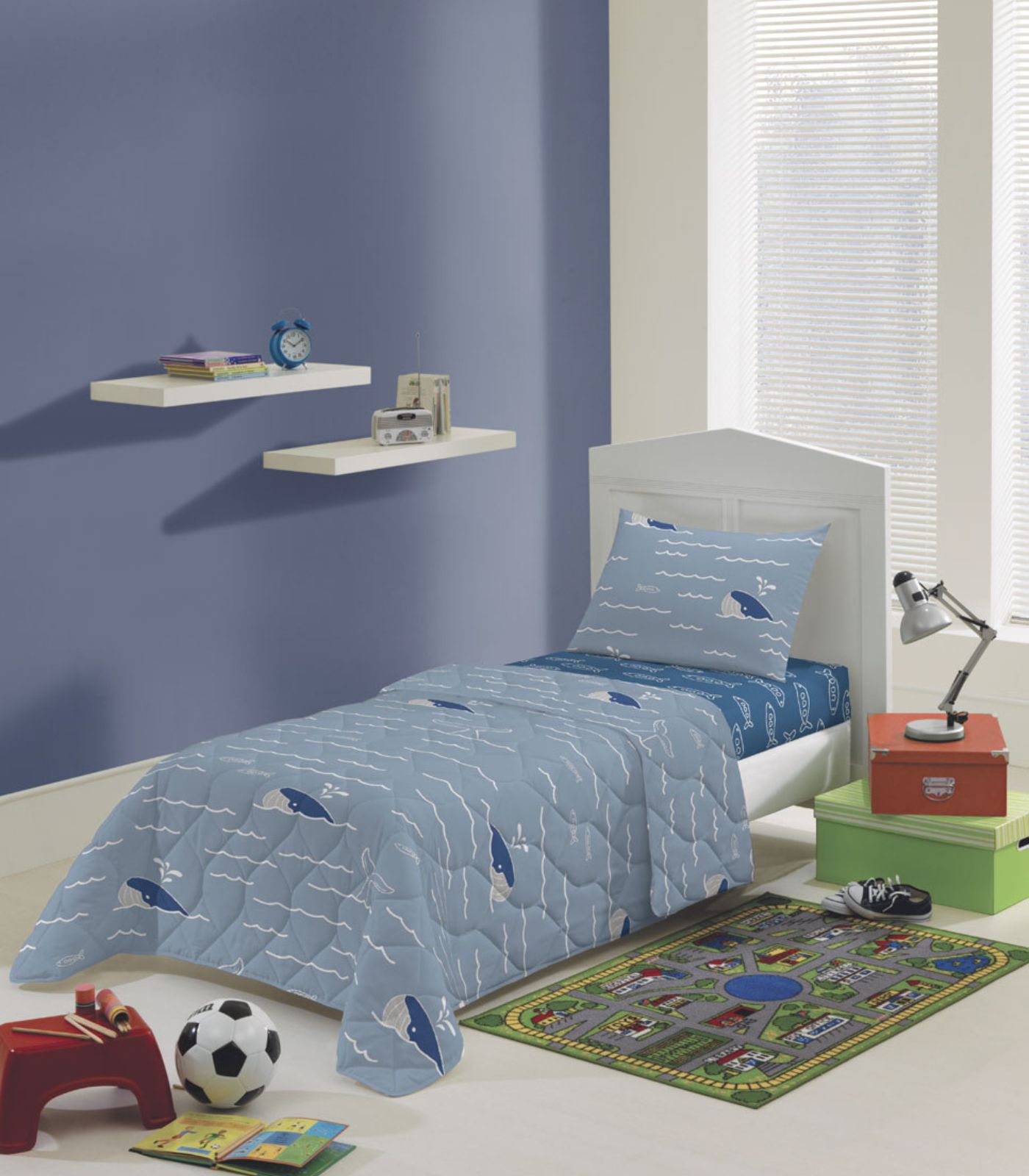 Edredom Infantil Solteiro Estampado Lepper Azul