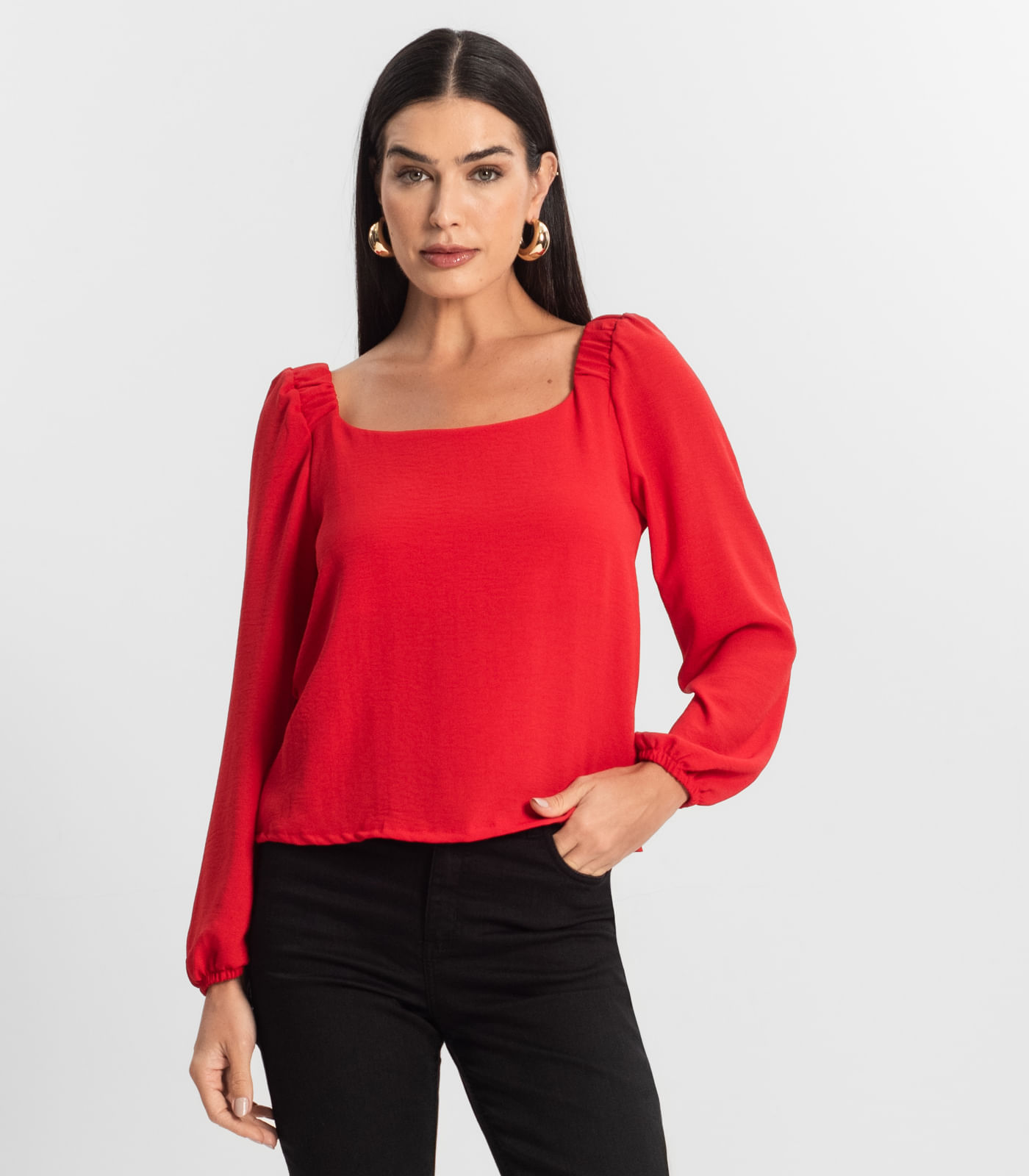 Blusa Feminina Manga 7/8 Rovitex Vermelho - G
