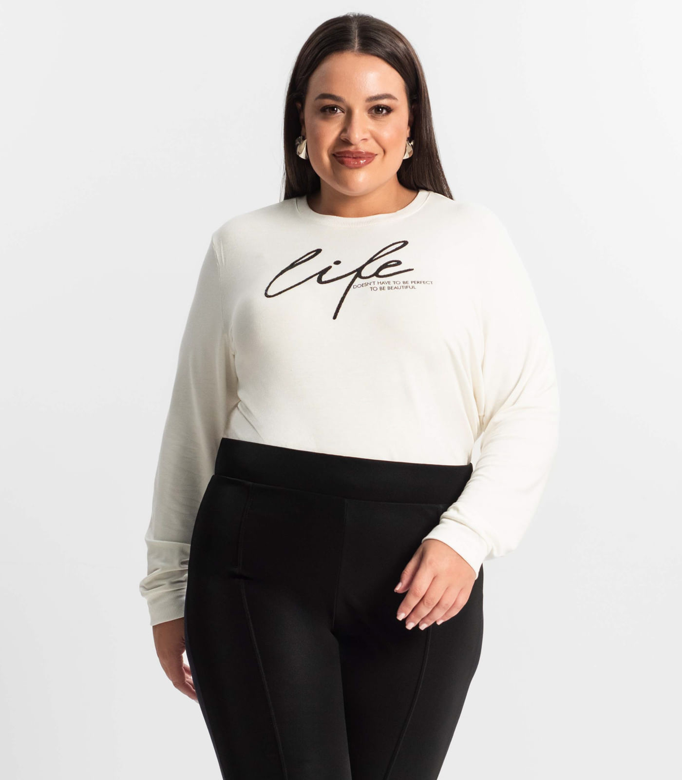 Moletom Feminino Plus Size Secret Glam Bege