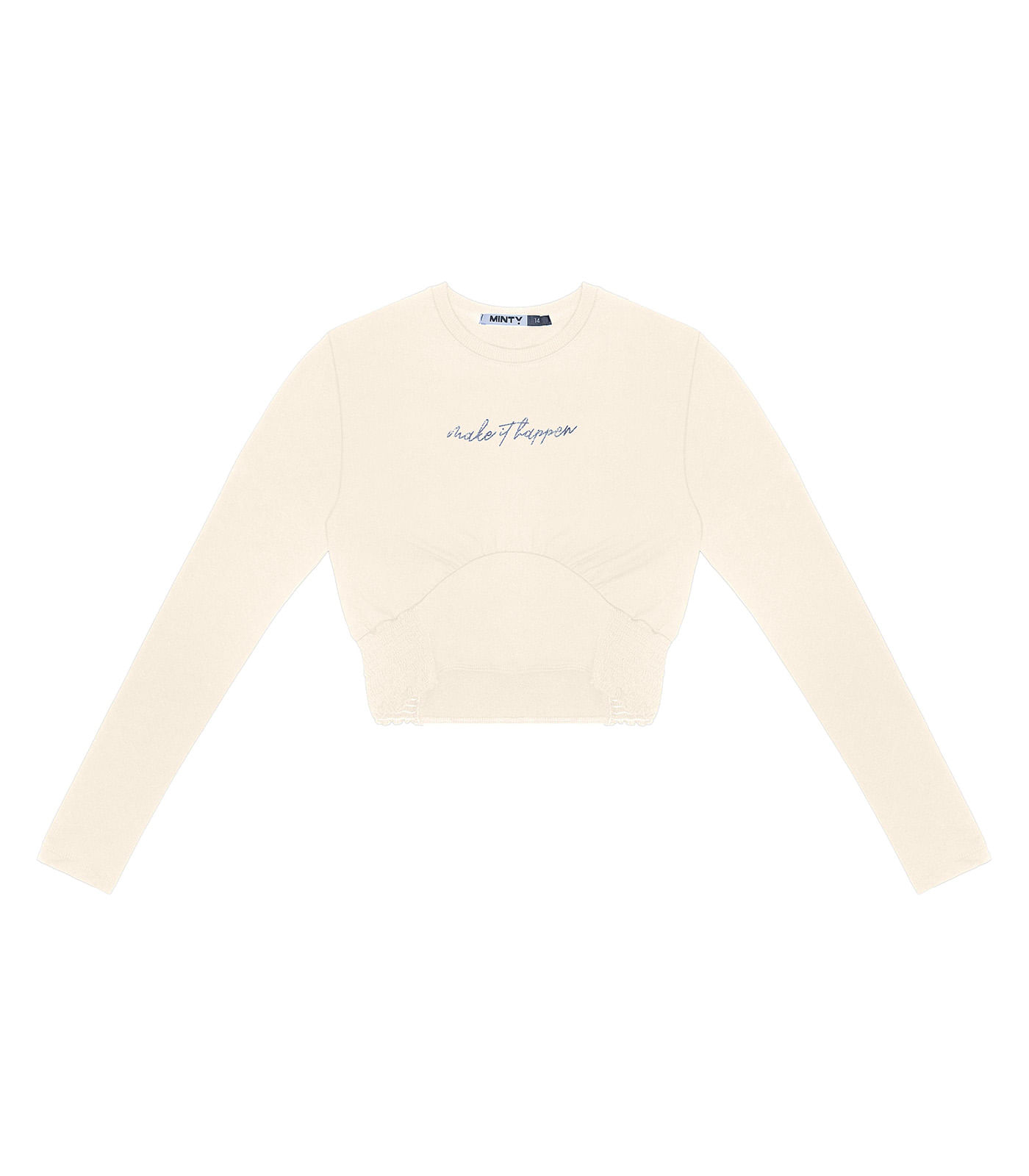 Blusa Juvenil Manga Longa Minty Bege