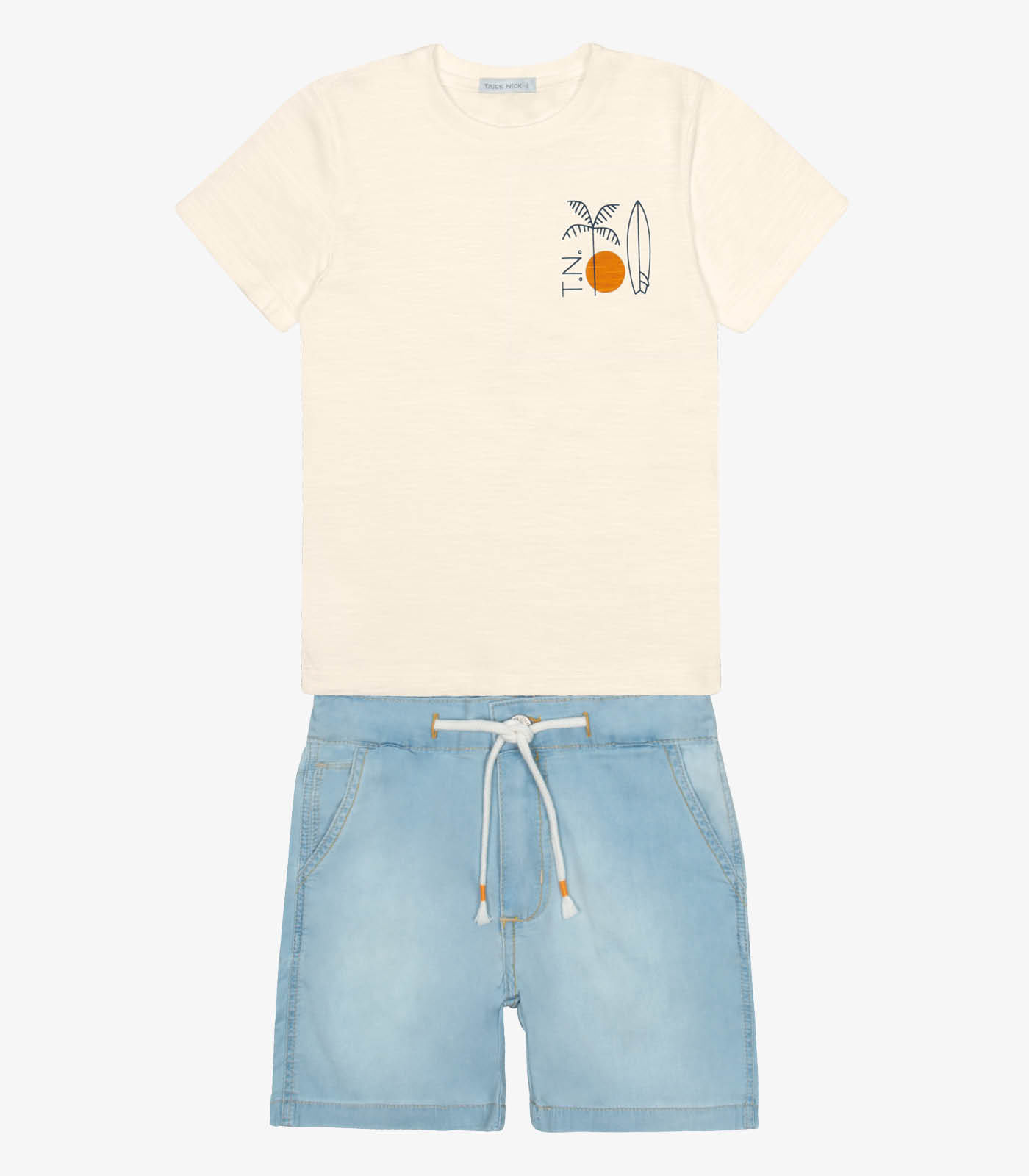 Conjunto Camiseta Com Bermuda Trick Nick Bege - Imagem 6
