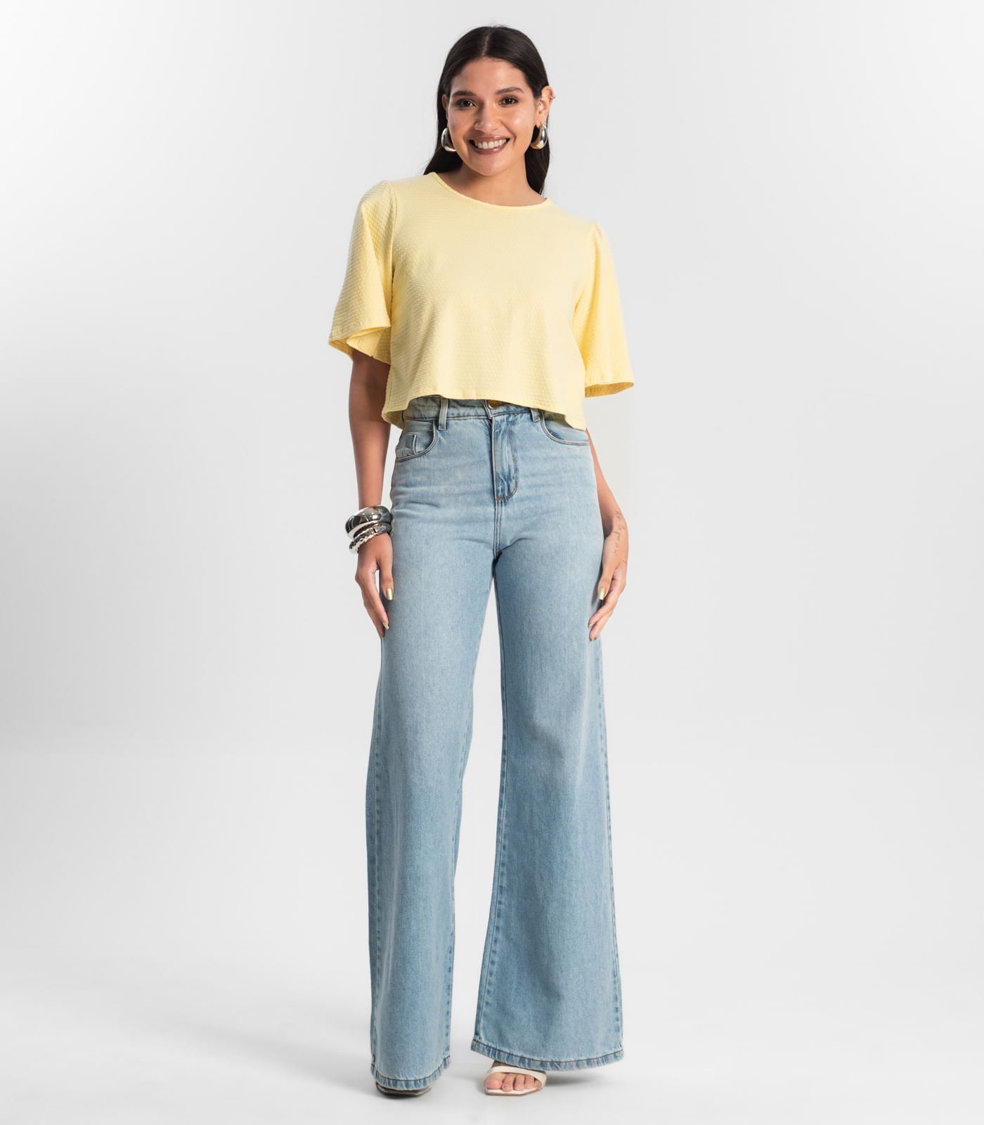 Blusa Feminina Manga Franzida Rovitex Amarelo - Imagem 4