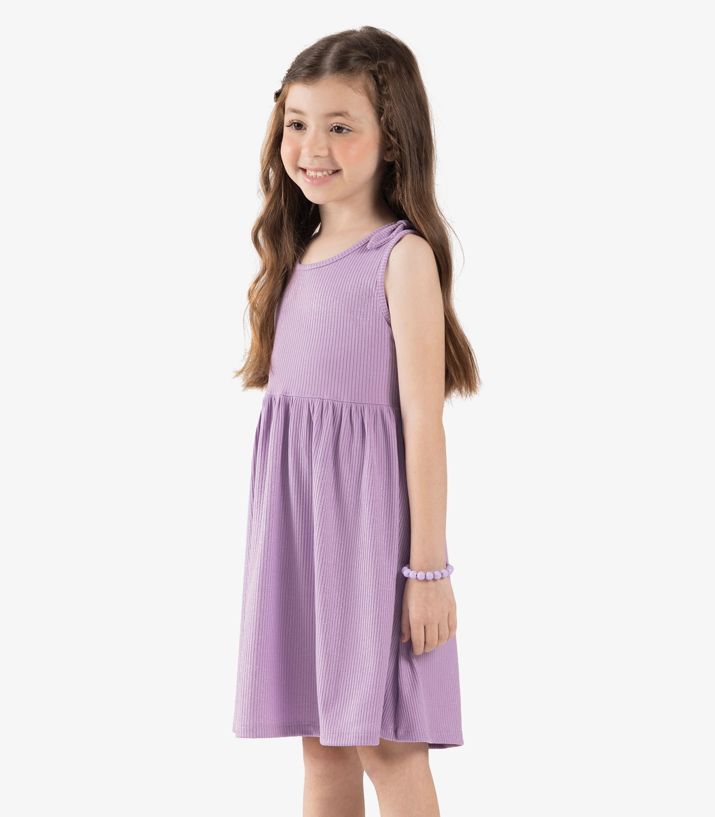 Vestido Infantil Canelado Lurex Rovi Kids Roxo
