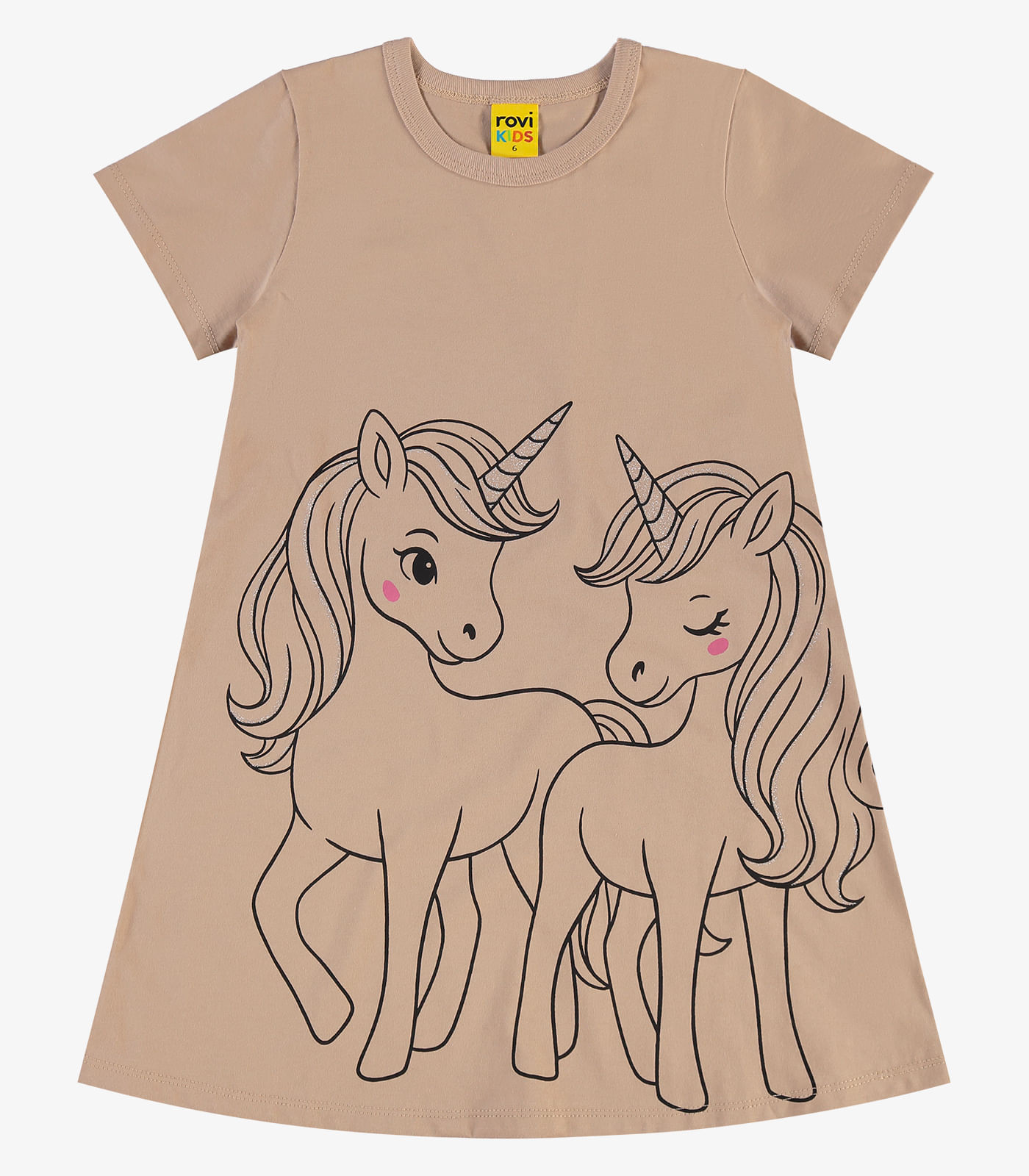 Vestido infantil em Meia Malha Rovi Kids Marrom