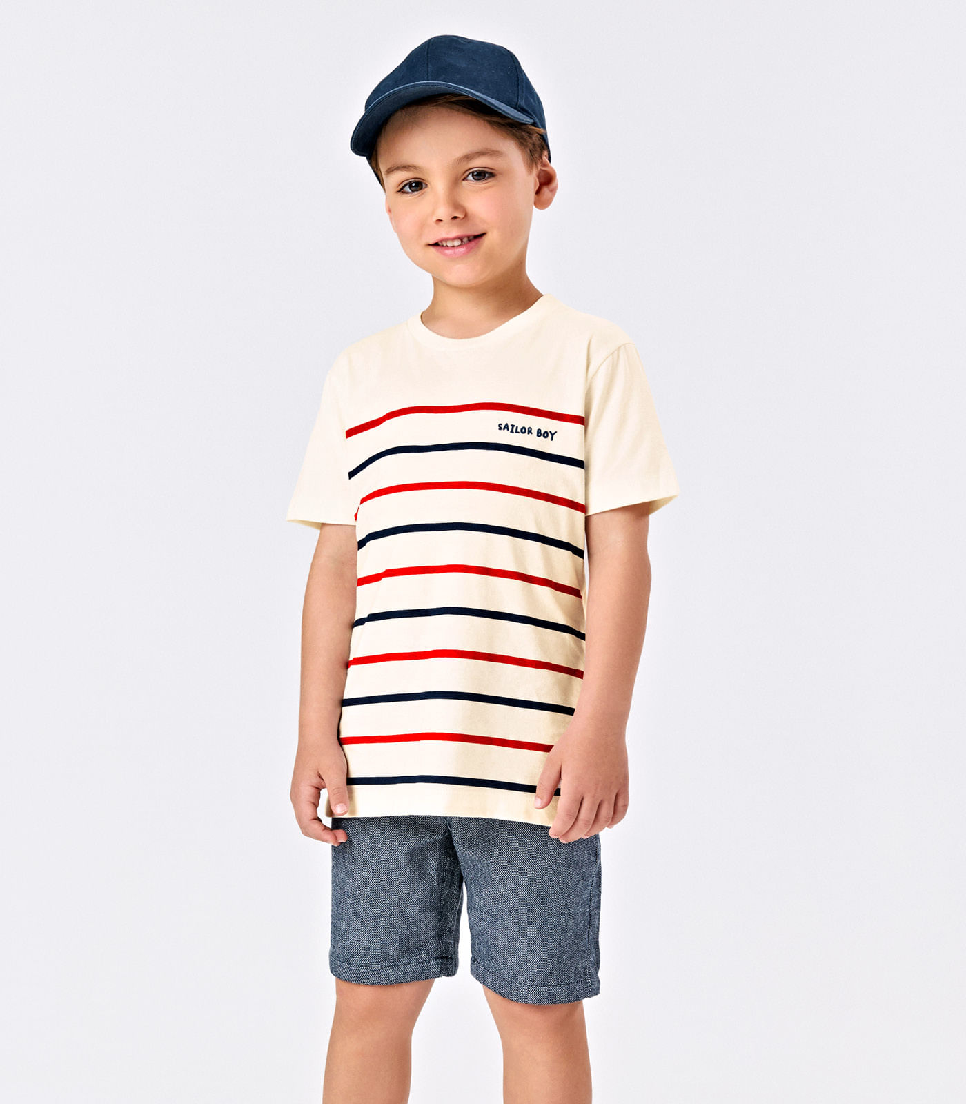 Conjunto Infantil Camiseta Com Bermuda Trick Nick Bege