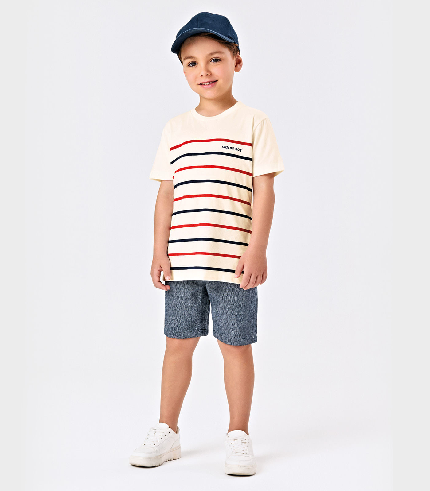 Conjunto Infantil Camiseta Com Bermuda Trick Nick Bege - Imagem 5