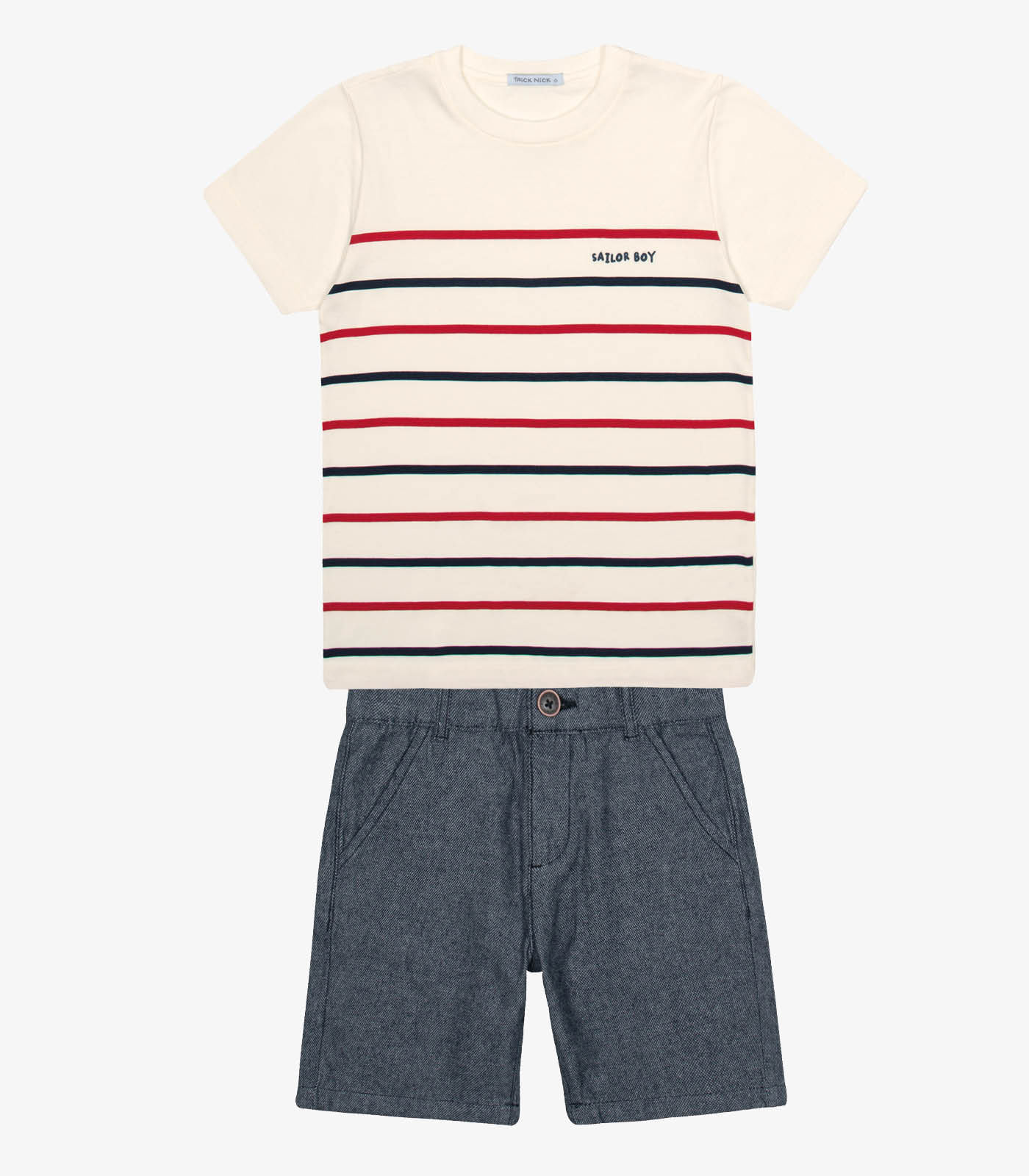 Conjunto Infantil Camiseta Com Bermuda Trick Nick Bege - Imagem 6