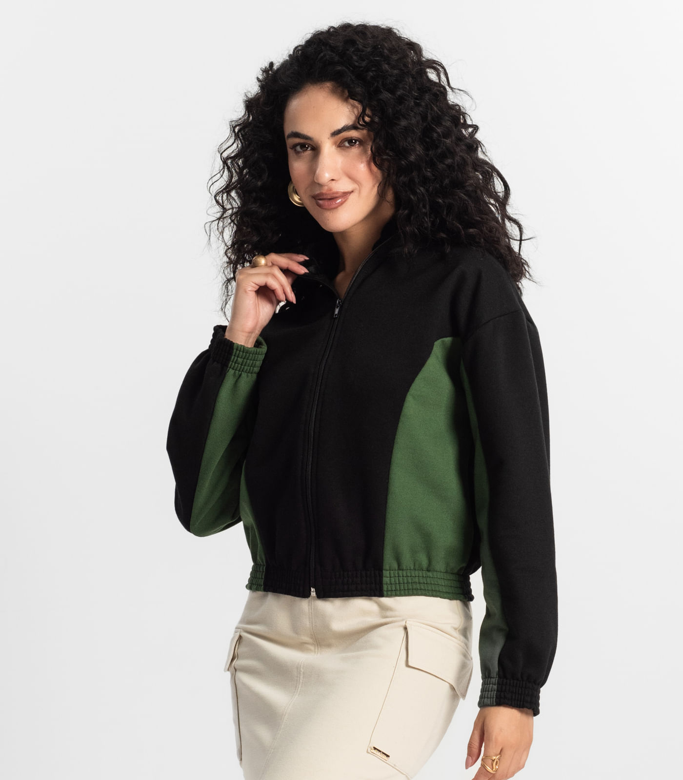 Jaqueta Feminina Bicolor Rovitex Verde - Imagem 2