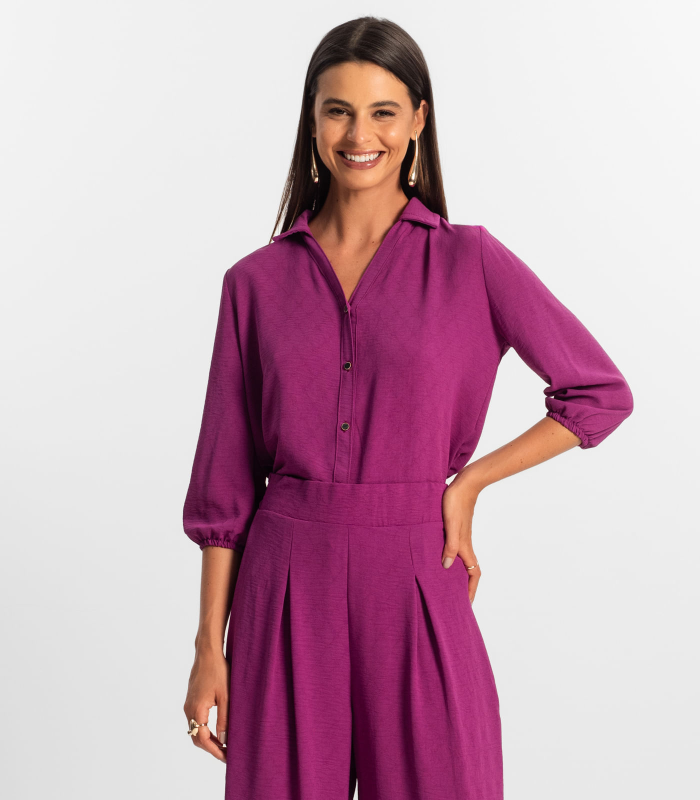 Camisa 3/4 Feminina Rovitex Roxo