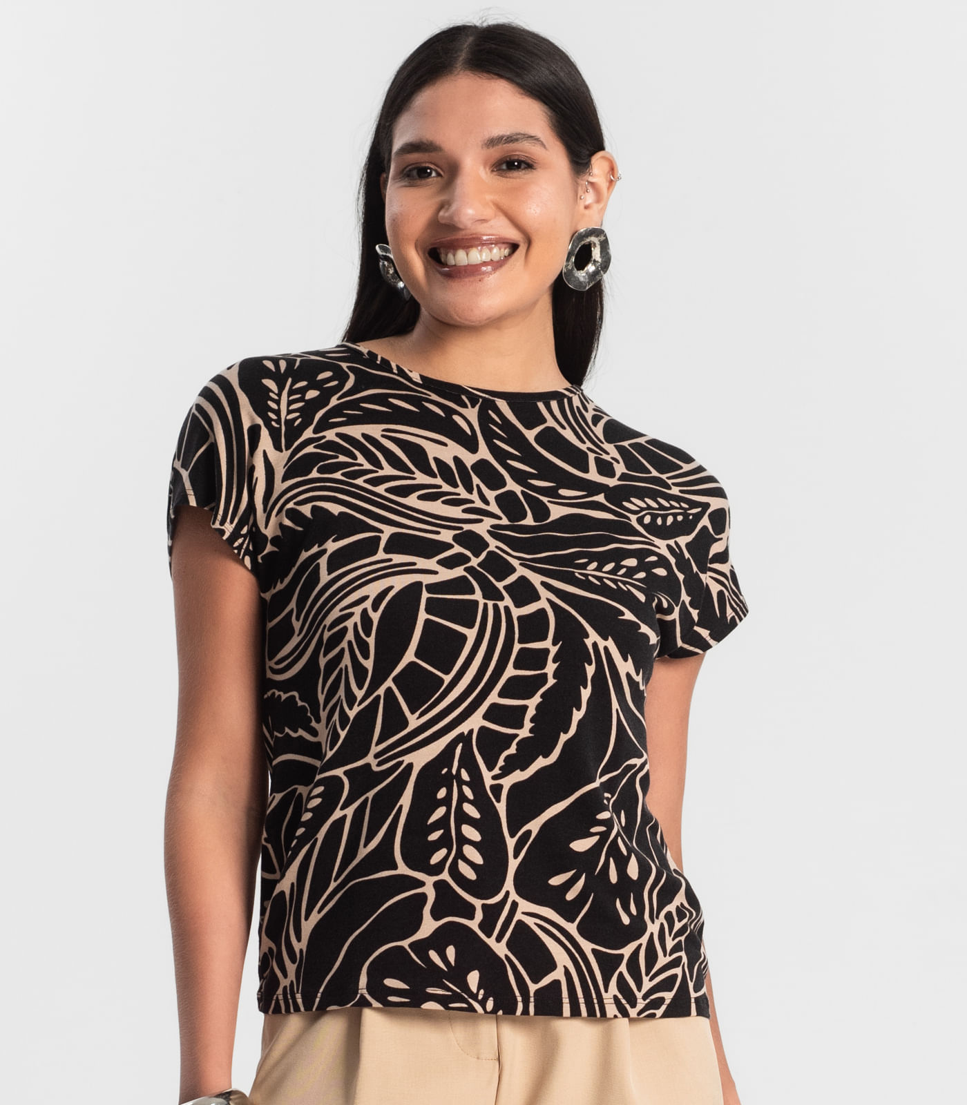 Blusa Feminina Estampada Rovitex Preto - Imagem 2