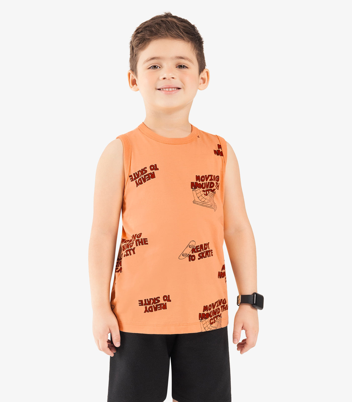 Machão Infantil Masculino Meia Malha Rovi Kids Laranja