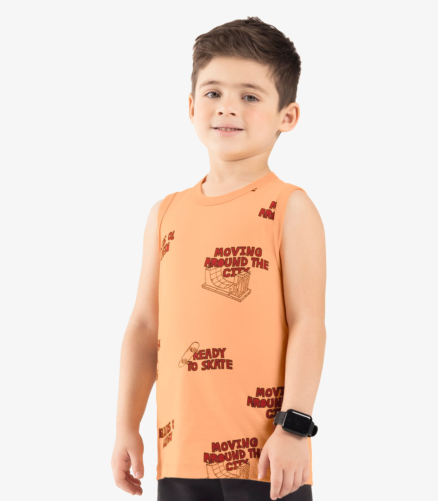 Machão Infantil Masculino Meia Malha Rovi Kids Laranja - Imagem 2