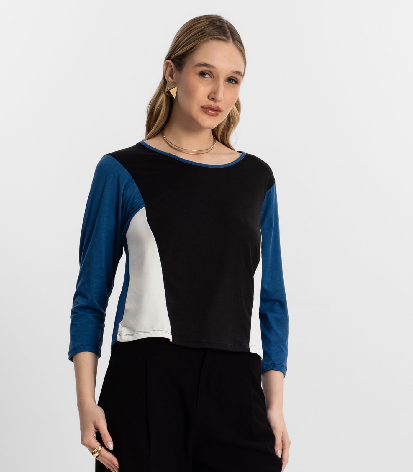 Blusa Manga 7/8 Rovitex Azul - Imagem 2