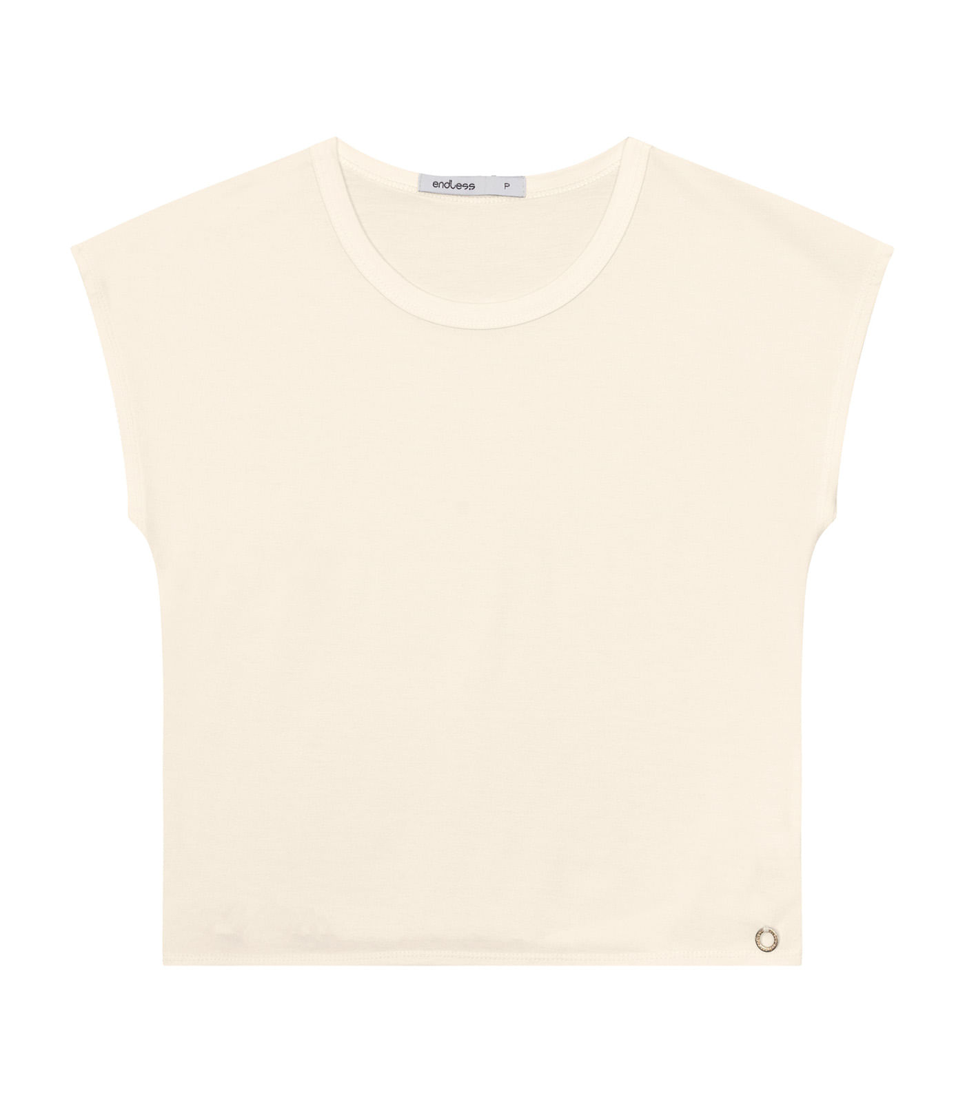 Blusa De Viscotorcion Básica Feminina Endless Bege - Imagem 5