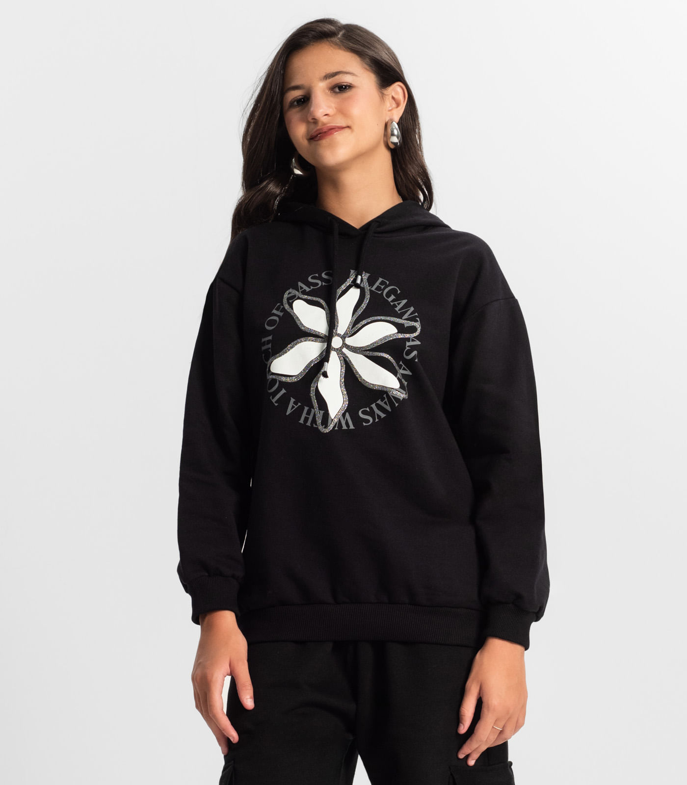 Moletom Juvenil Feminino com Capuz Minty Preto - 14