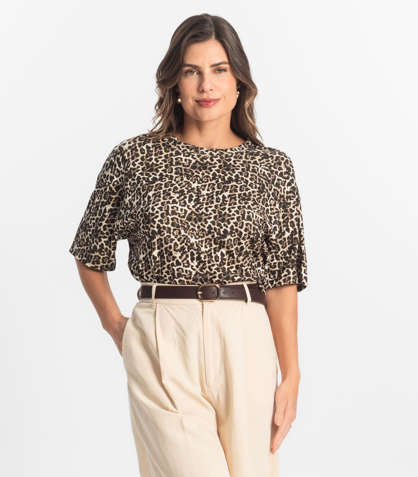 Blusa Feminina Manga Curta Select Bege