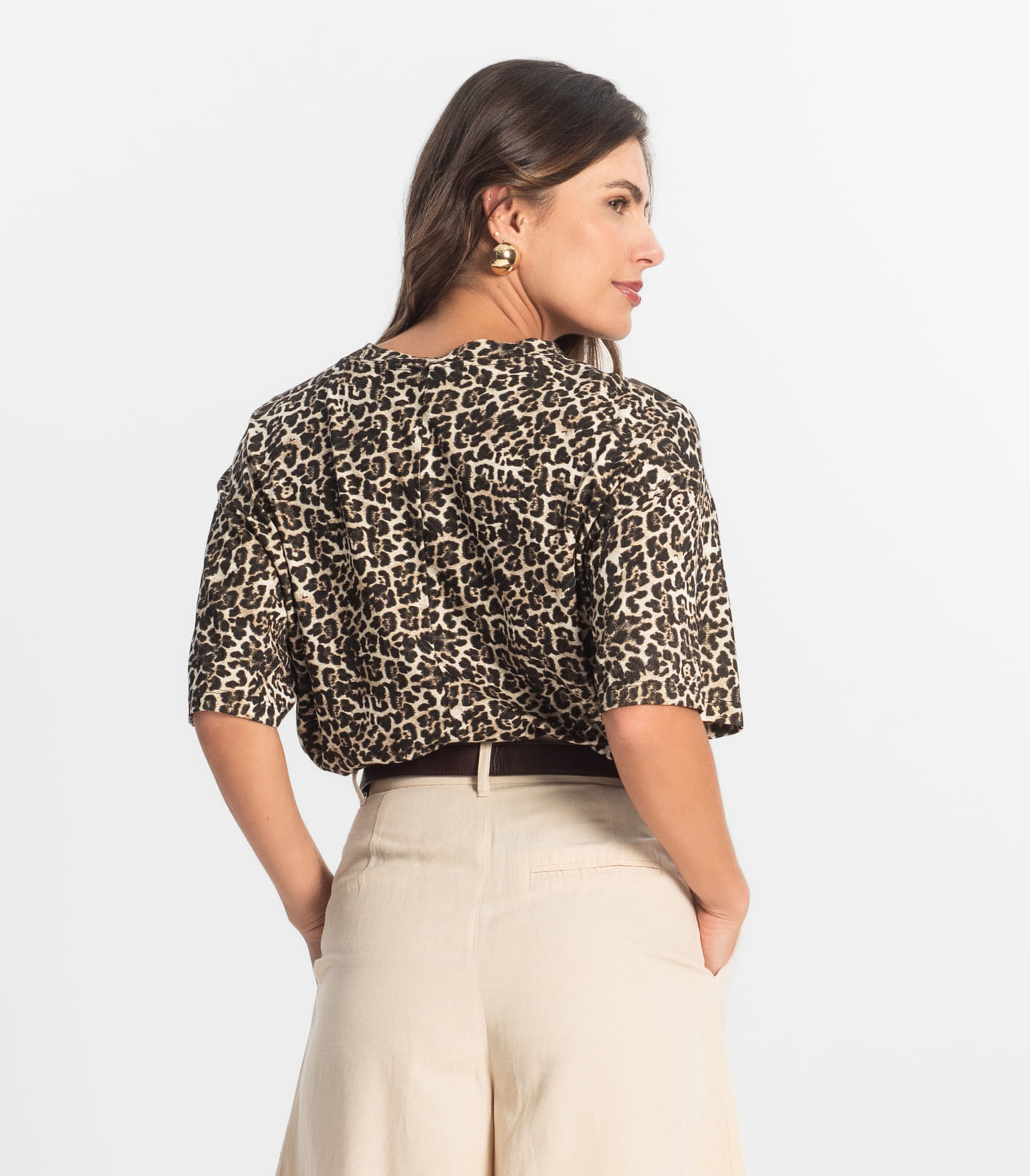 Blusa Feminina Manga Curta Select Bege - Imagem 3