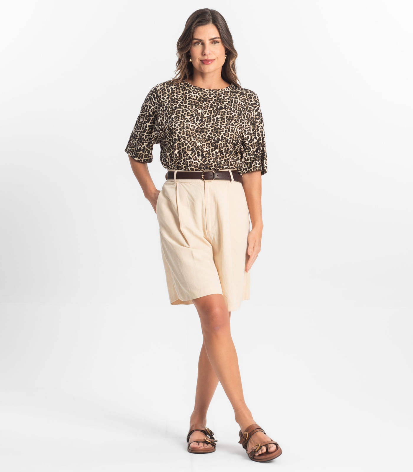 Blusa Feminina Manga Curta Select Bege - Imagem 4