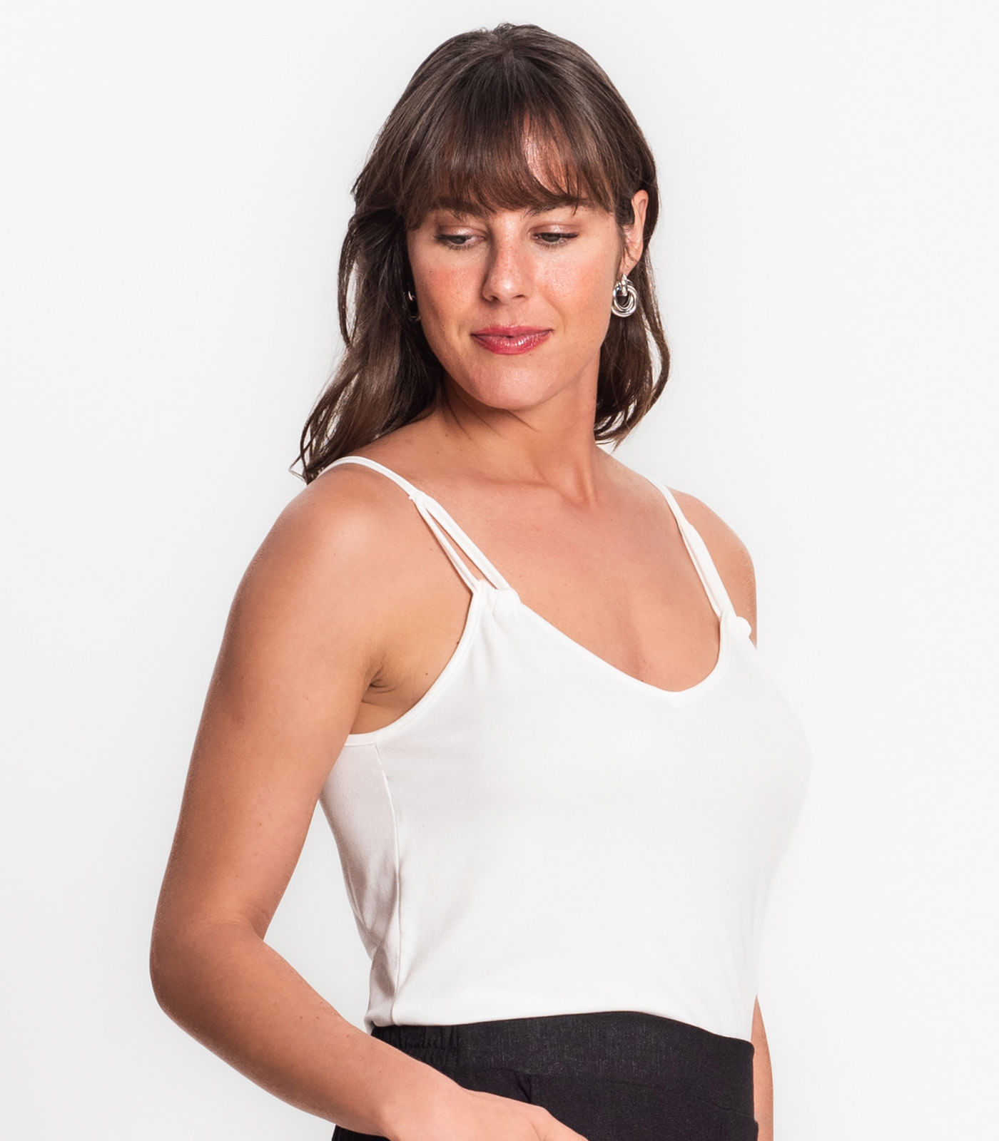 Blusa De Alça Semi Acabada Malha Delicate Rovitex Bege - Imagem 2