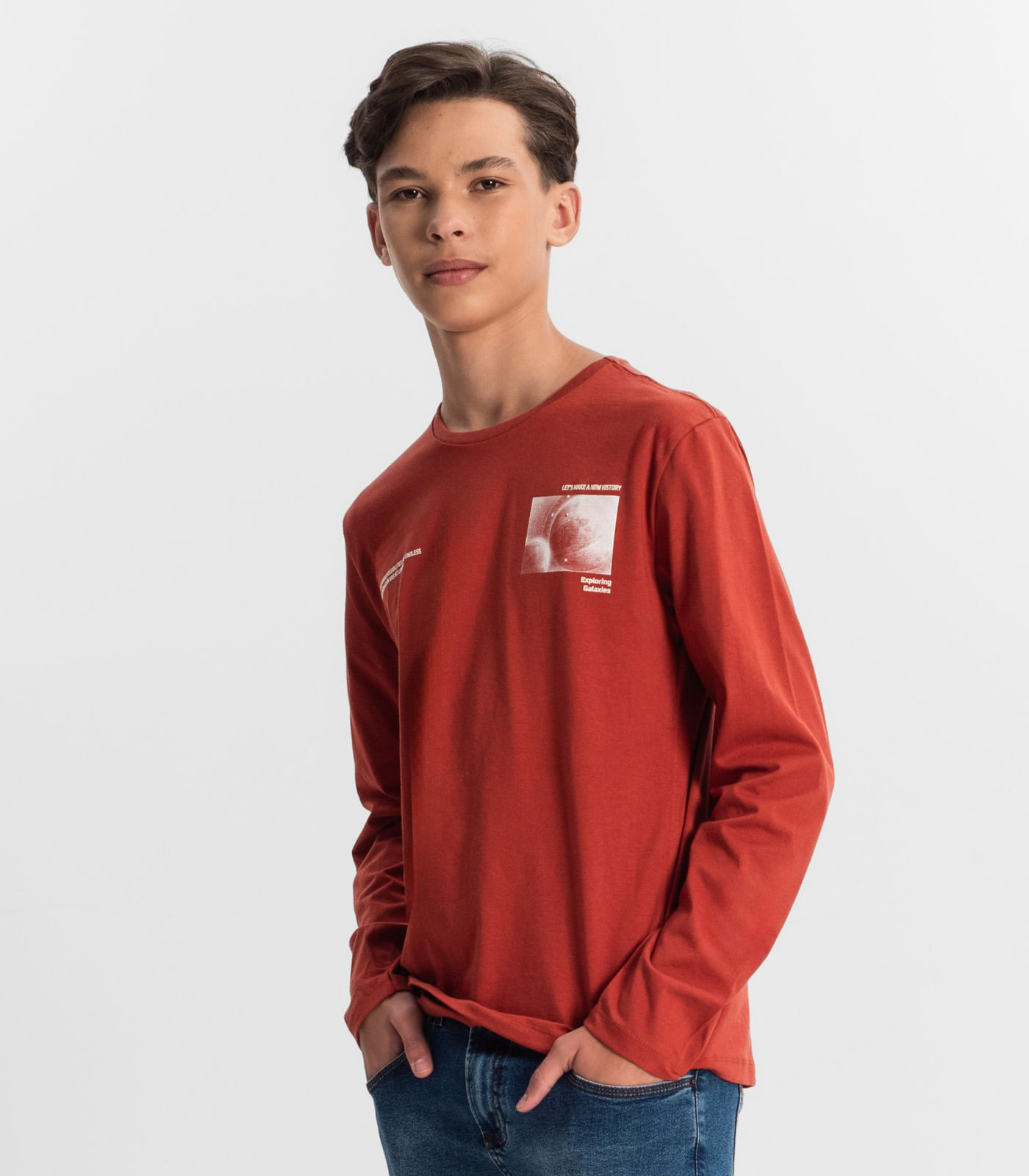 Camiseta Juvenil Menino Manga Longa Minty Vermelho - Imagem 2