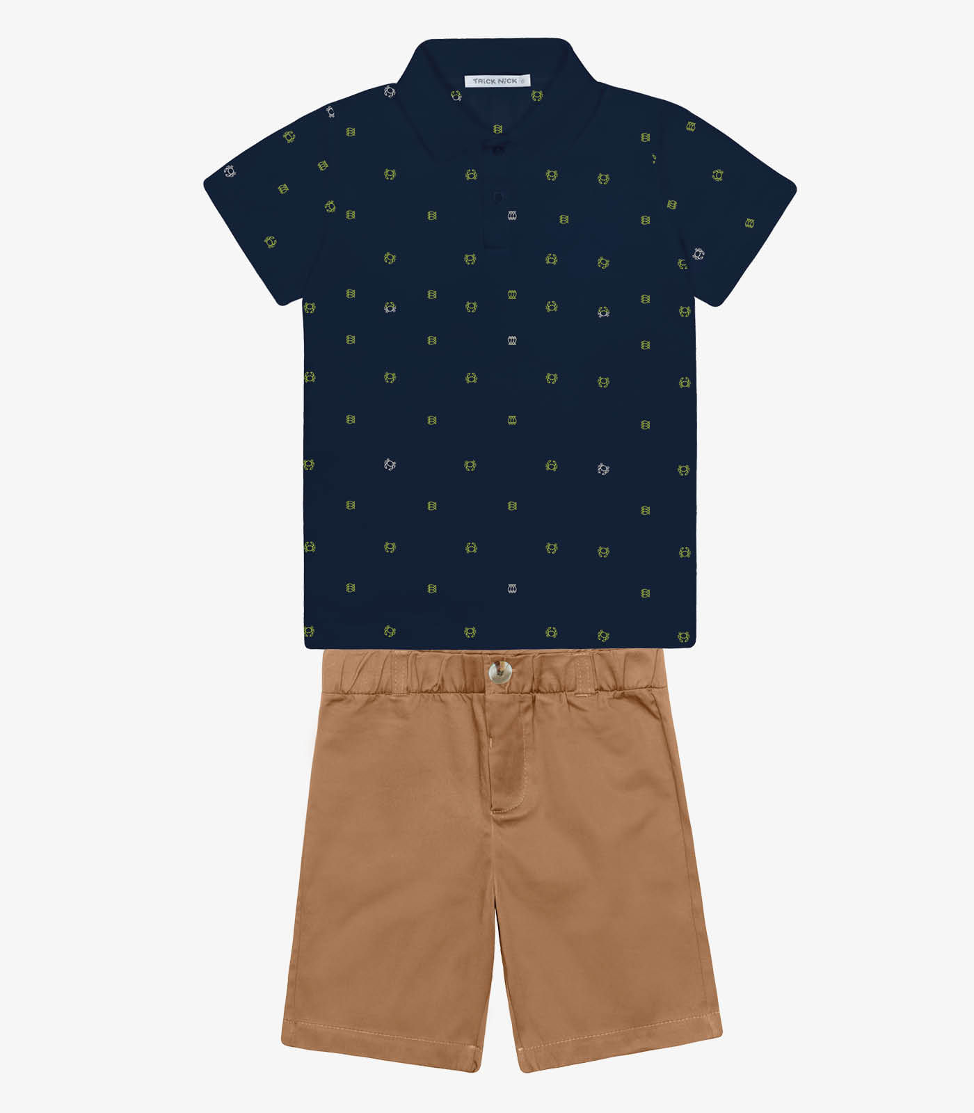 Conjunto Infantil Polo Com Bermuda Trick Nick Azul
