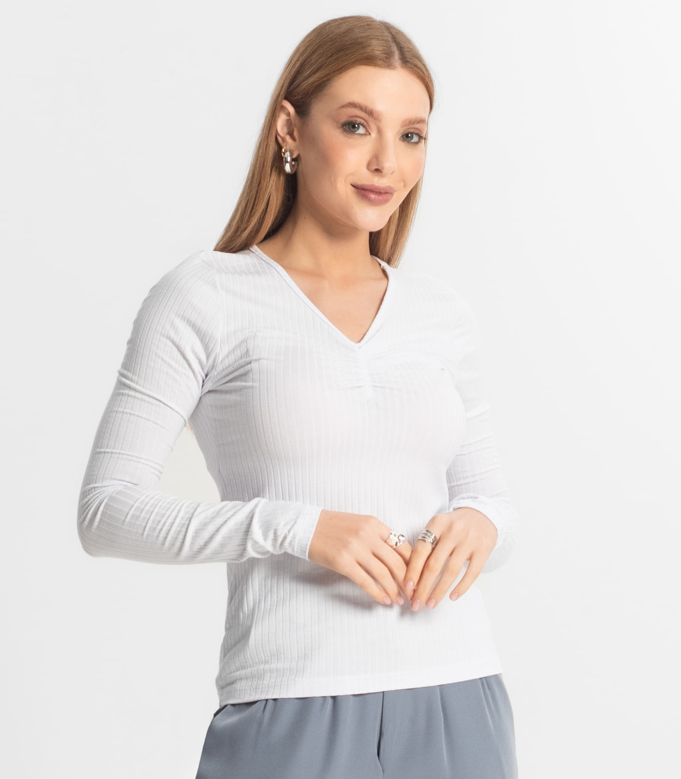 Blusa Feminina Canelada Select Branco - Imagem 2