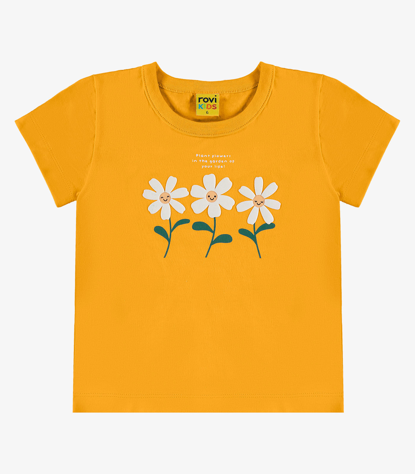 Blusa Feminina Infantil Manga Curta Rovi Kids Amarelo