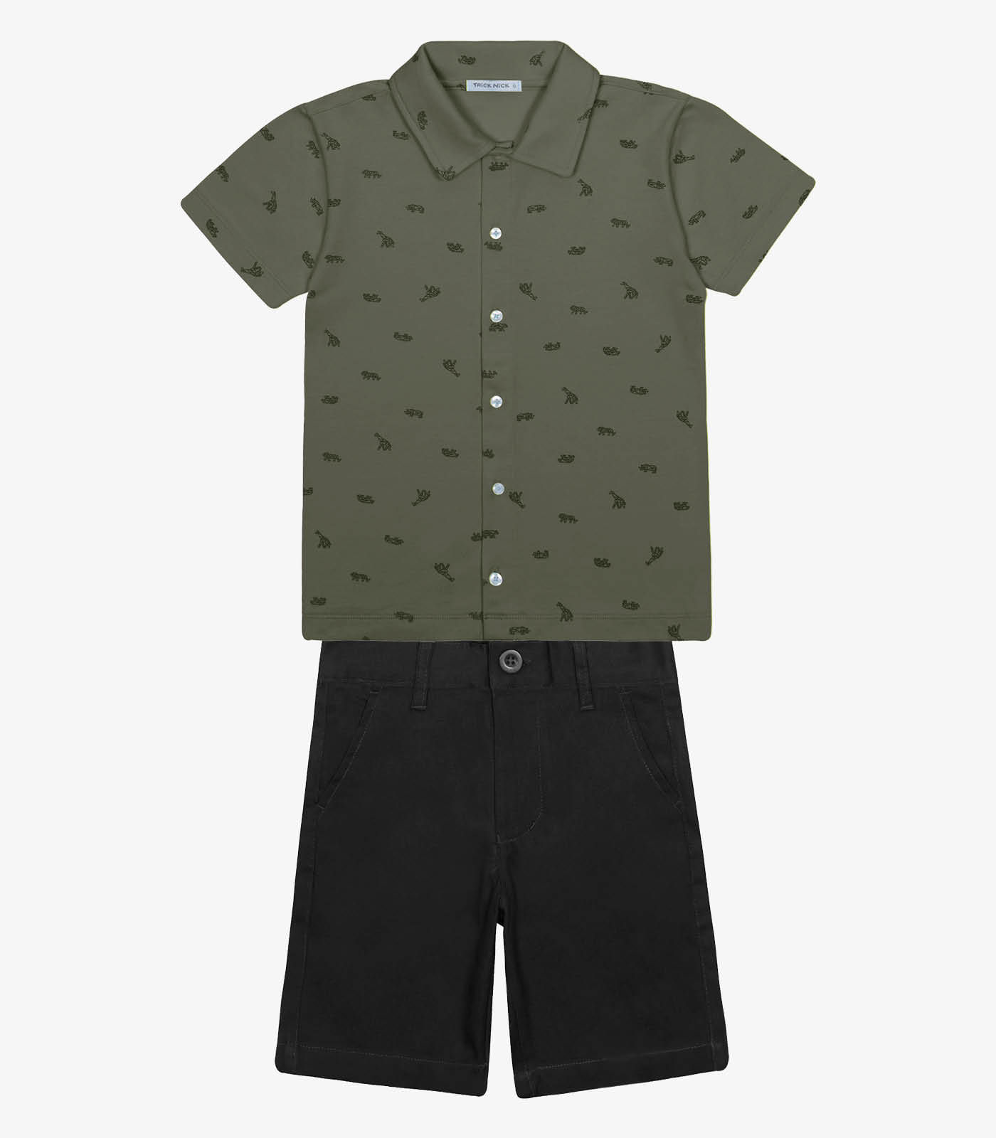 Conjunto Menino Camisa Com Bermuda Trick Nick Verde