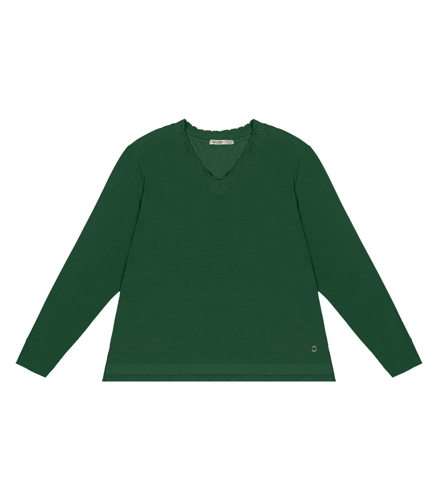 Blusa Plus Size Manga Longa Feminina Secret Glam Verde - Imagem 5