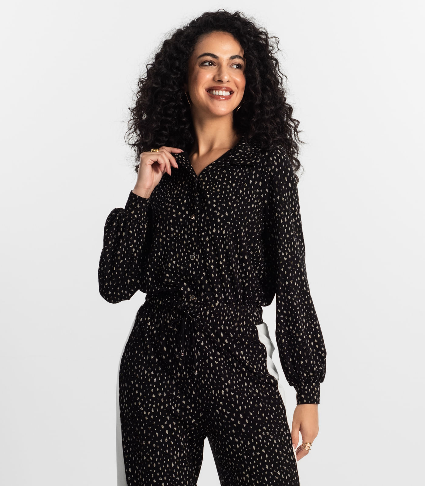 Camisa  Estampada Feminina Rovitex Preto