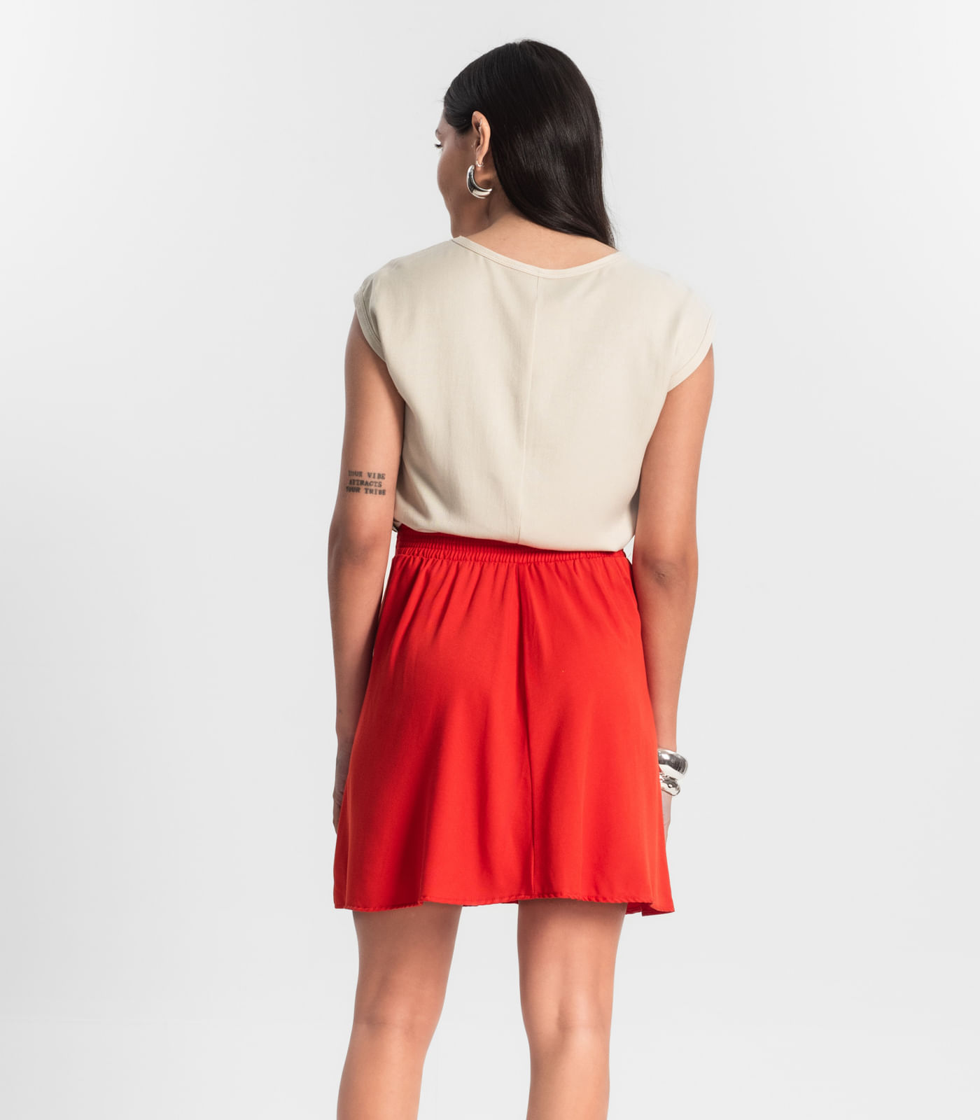 Saia Curta Viscose Sarjada Rovitex Laranja - Imagem 3