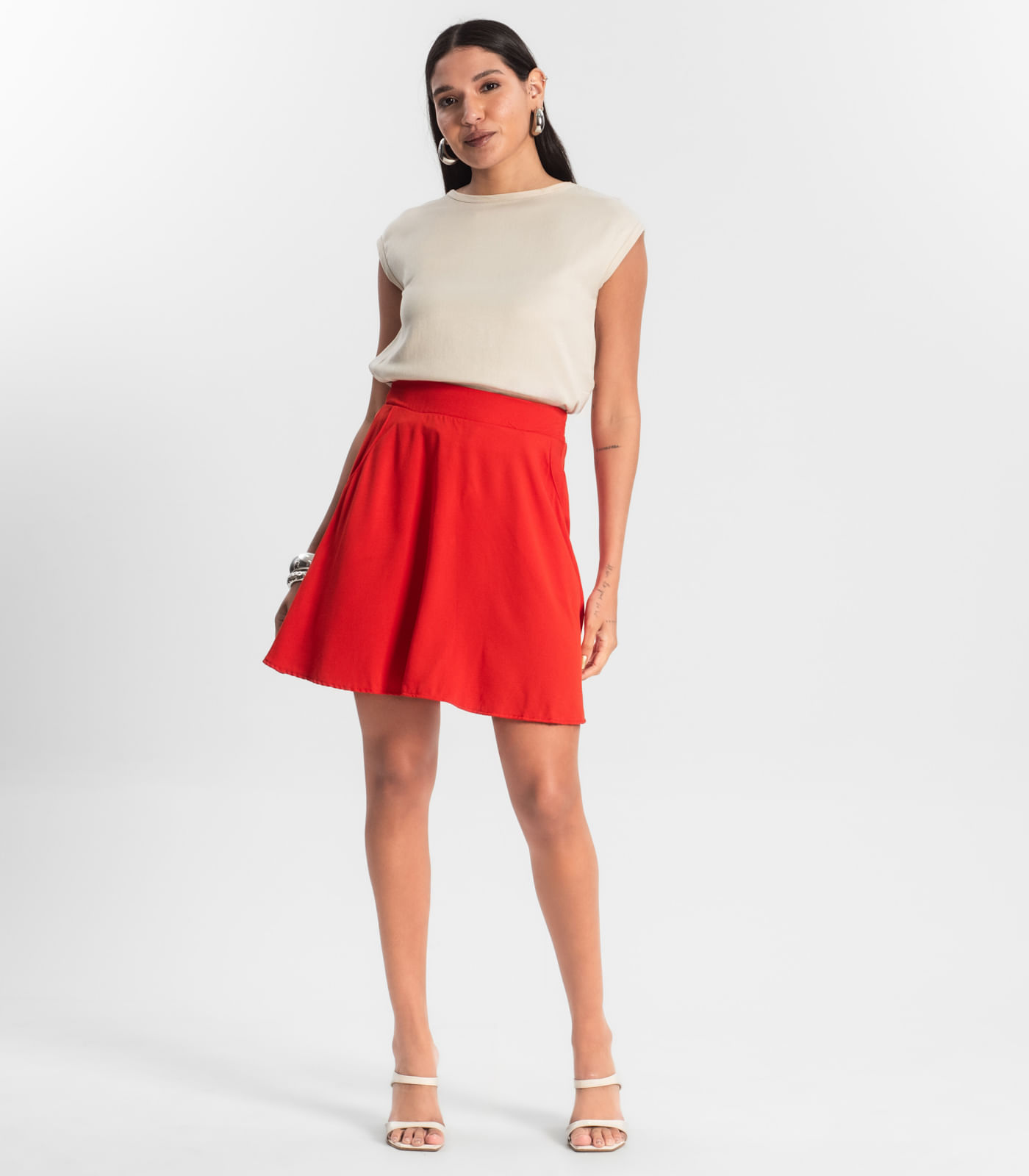 Saia Curta Viscose Sarjada Rovitex Laranja - Imagem 4