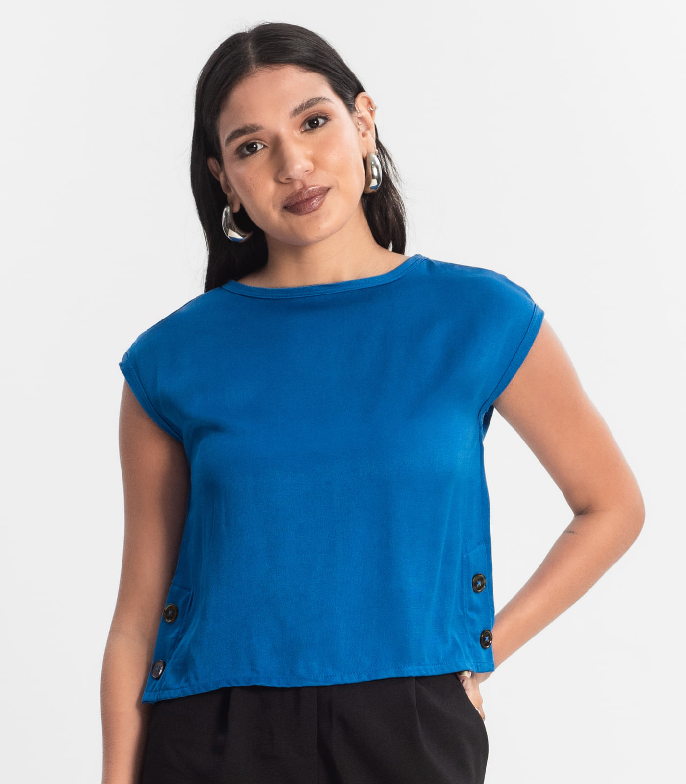Blusa Feminina Viscose Rovitex Azul - Imagem 2