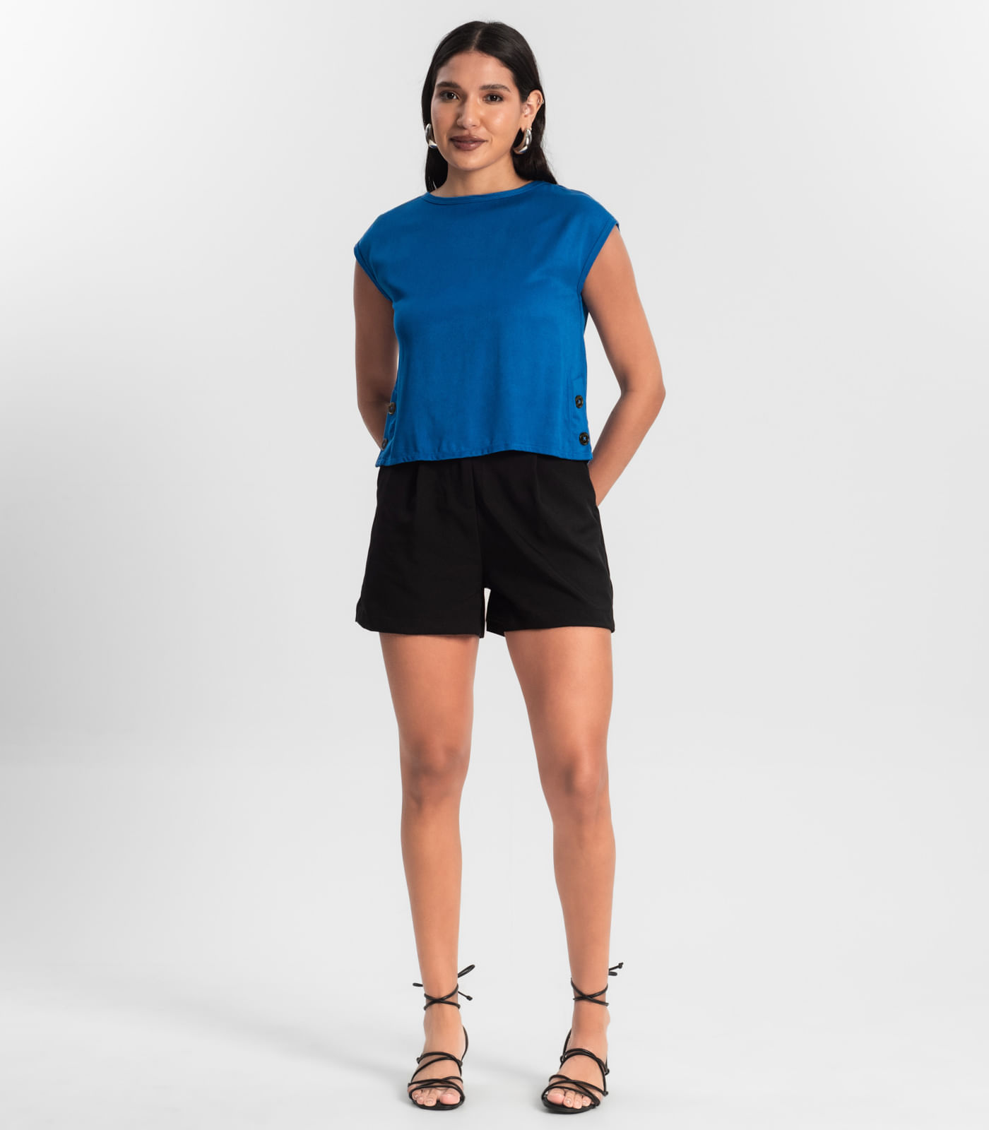 Blusa Feminina Viscose Rovitex Azul - Imagem 4