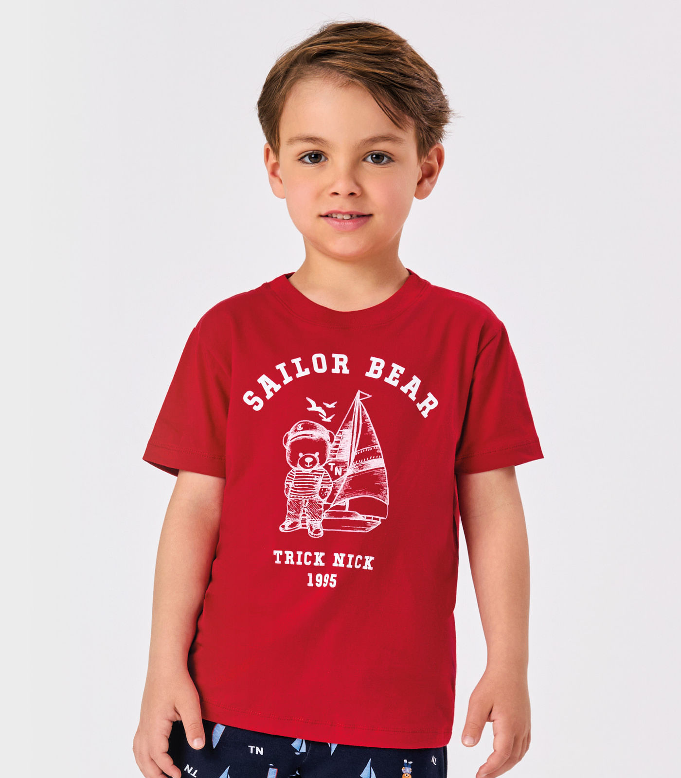 Conjunto Infantil Camiseta Com Bermuda Trick Nick Vermelho - Imagem 2
