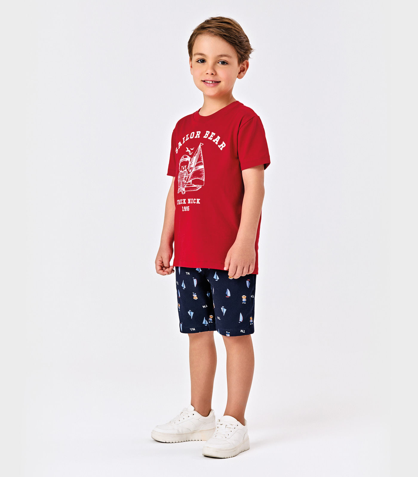 Conjunto Infantil Camiseta Com Bermuda Trick Nick Vermelho - Imagem 5