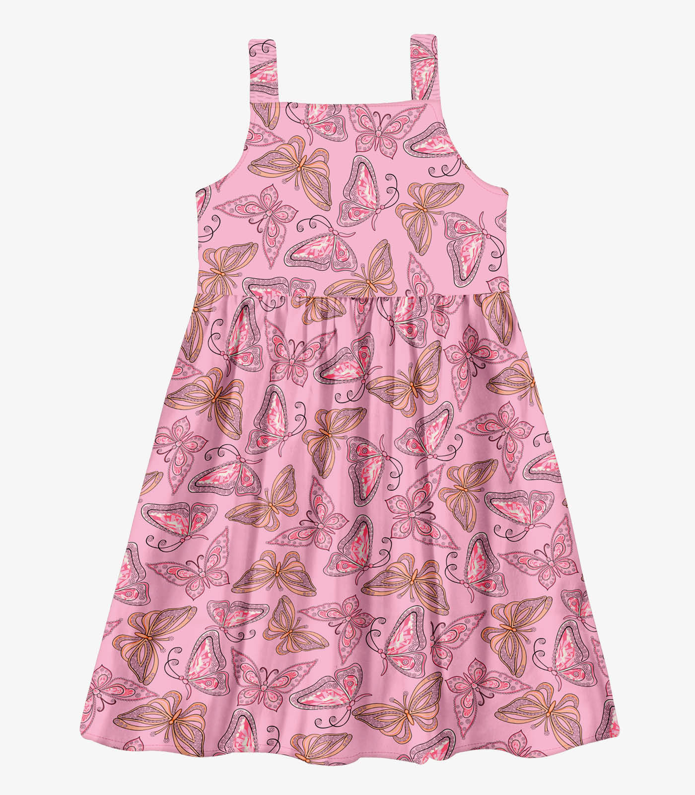 Vestido Menina Popeline Borboletas Trick Nick Rosa