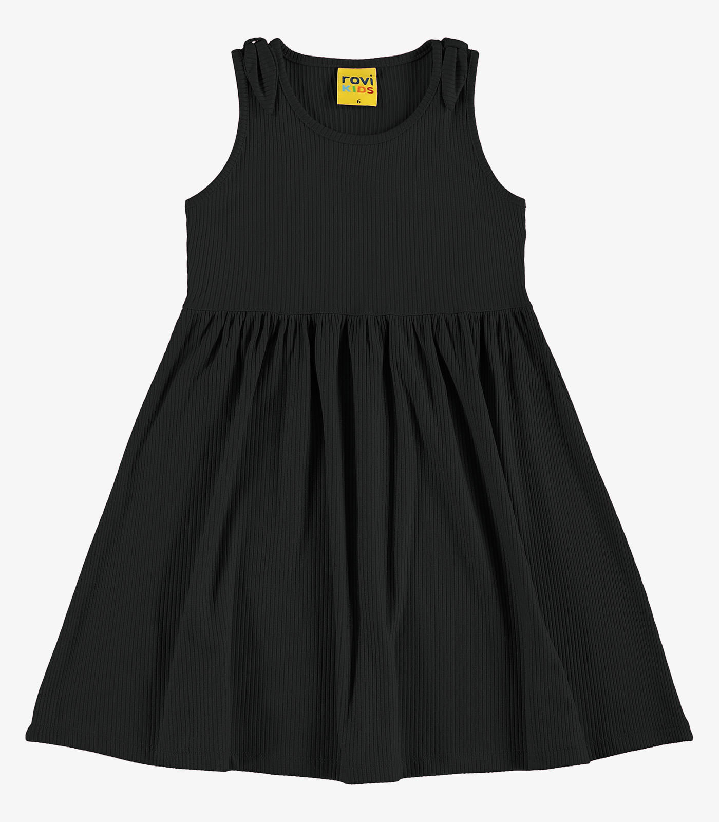 Vestido Infantil Canelado Lurex Rovi Kids Preto