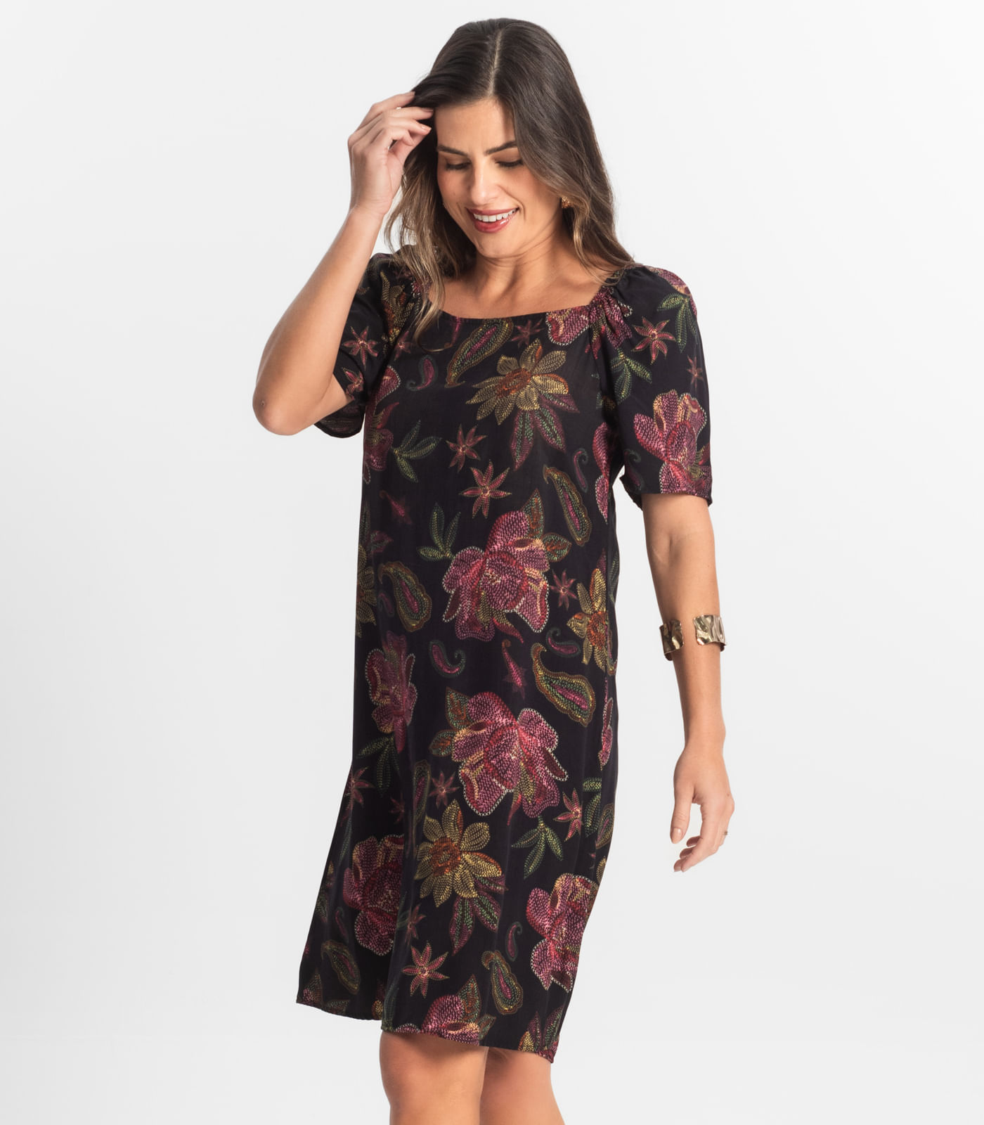 Vestido Feminino Estampado Select Preto - Imagem 2
