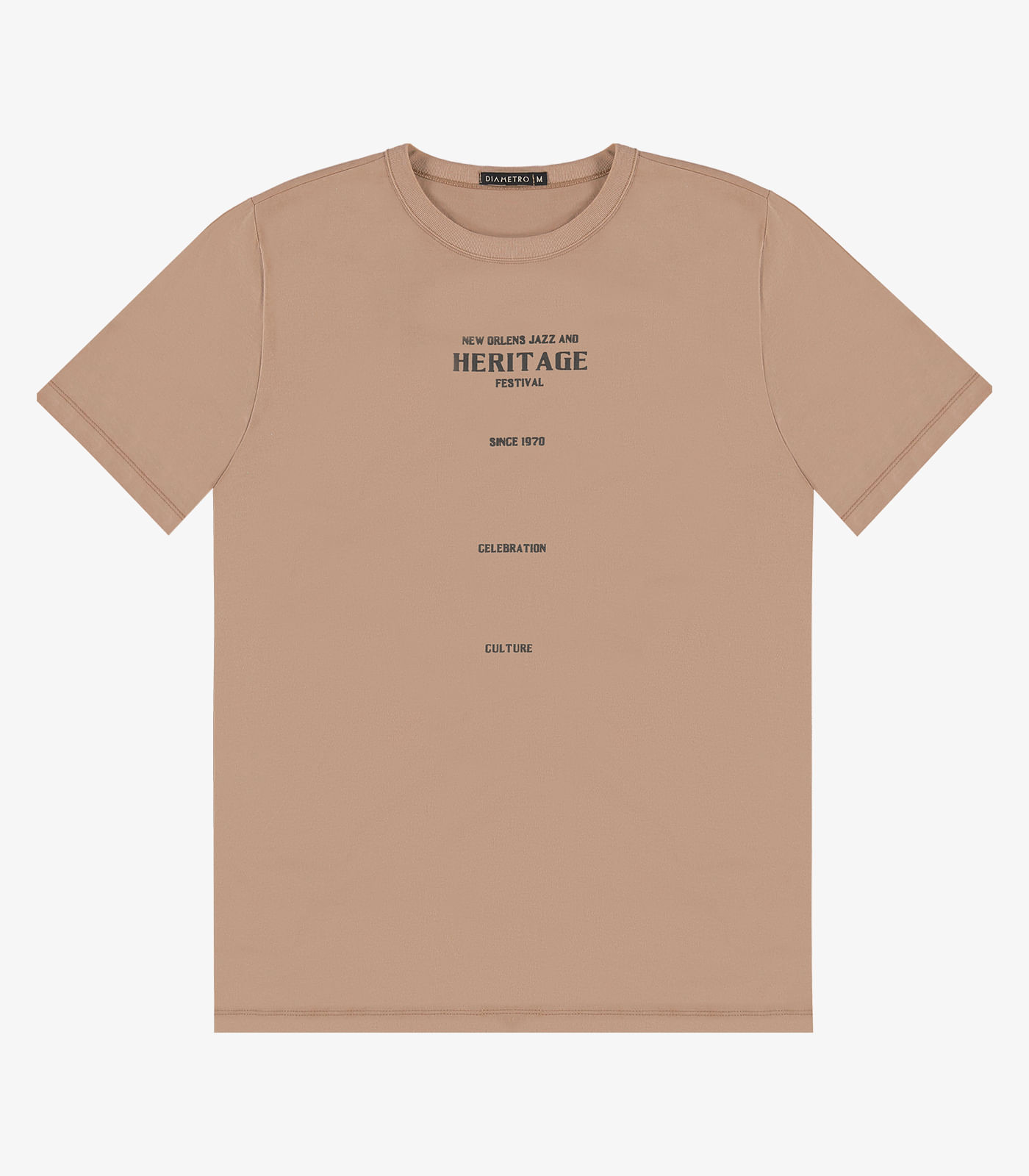 Camiseta Masculina em Meia Malha Diametro Marrom