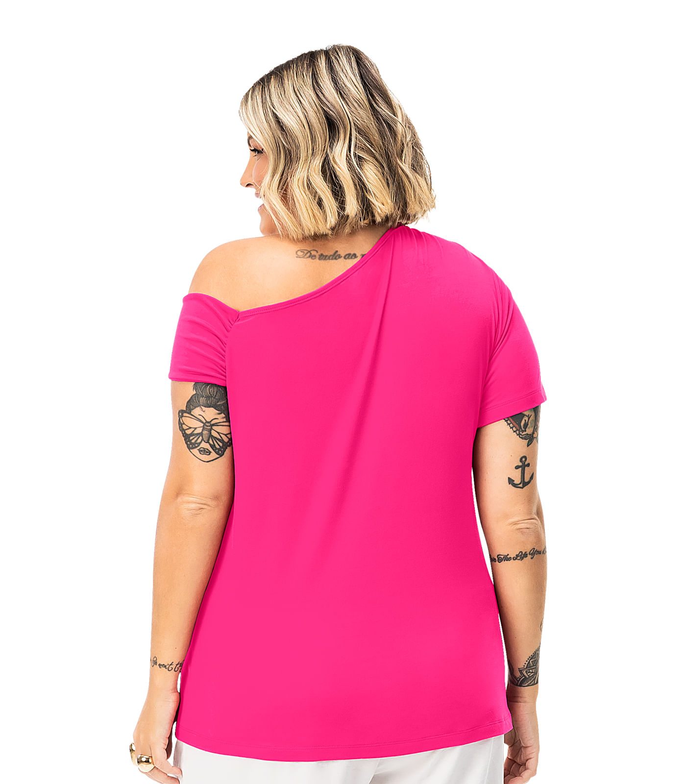 Blusa Feminina Plus Size Em Malha Soft Secret Glam Rosa - Imagem 2