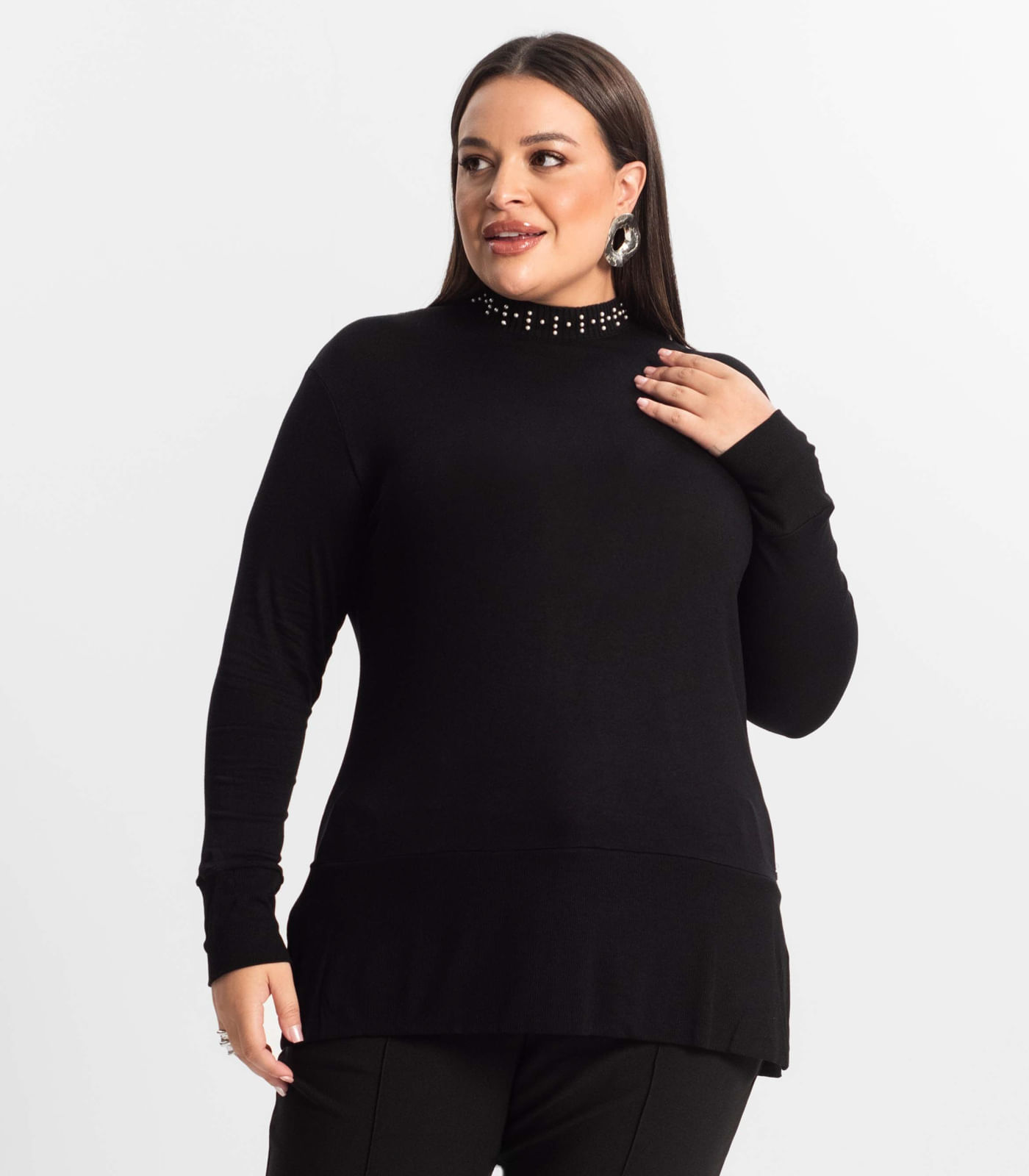 Moletom Feminino Plus Size Secret Glam Preto
