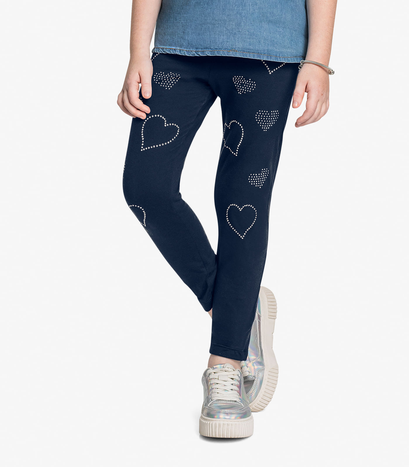 Conjunto Bata Light Denim Com Legging Trick Nick Azul - Imagem 3